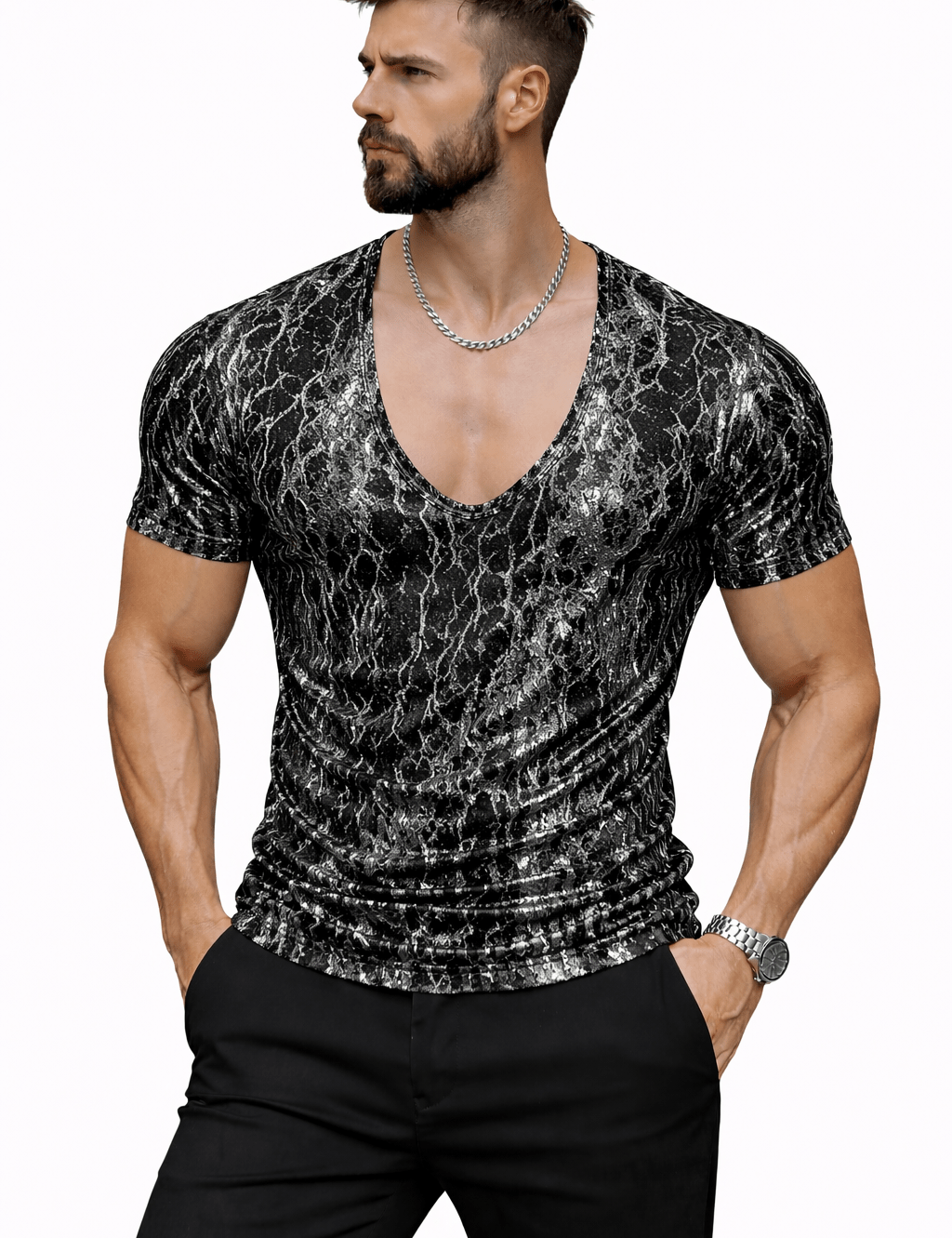 KoAzo 374 - Velvet T-shirt for Men - Sarman Fashion - Wholesale Clothing Fashion Brand for Men from Canada
