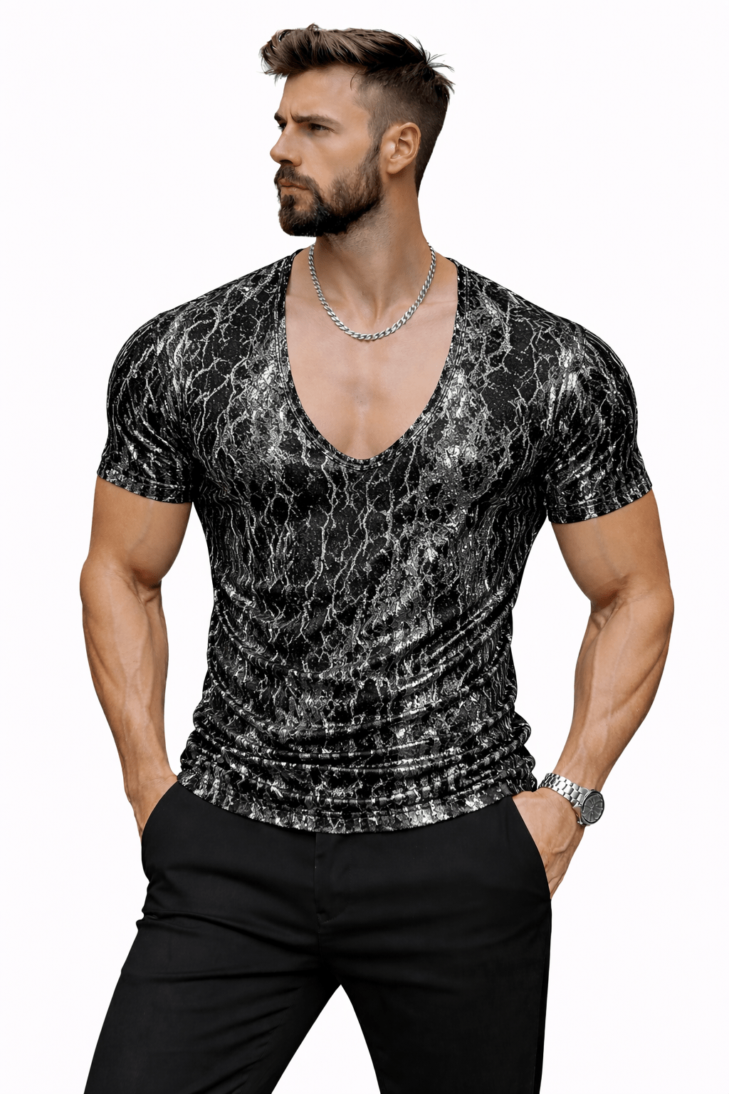 KoAzo 374 - Velvet T-shirt for Men - Sarman Fashion - Wholesale Clothing Fashion Brand for Men from Canada