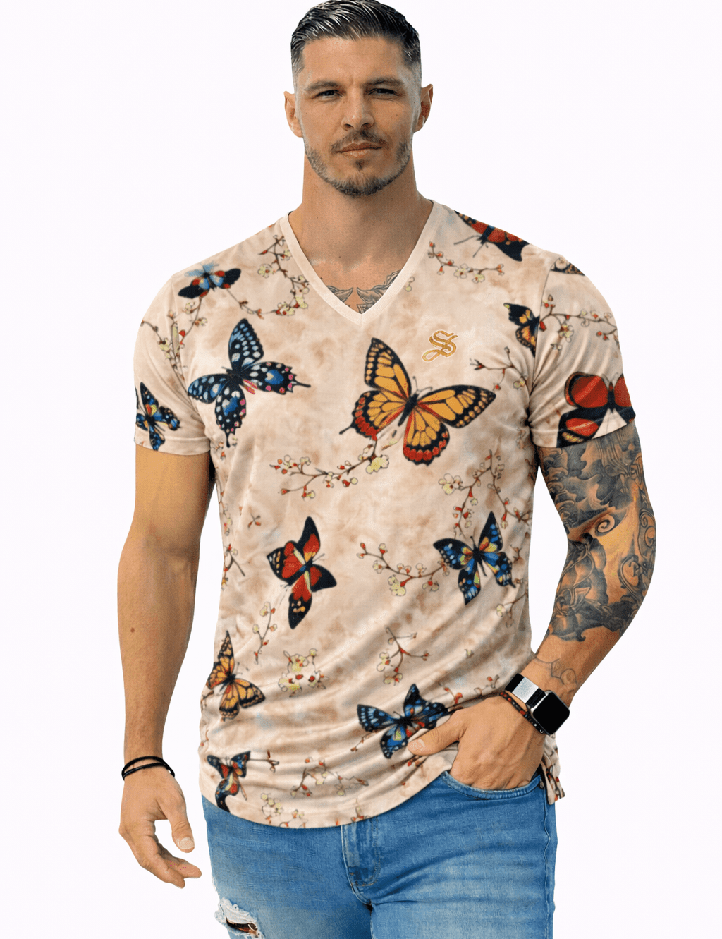 KoAzo 387 - Velvet T-shirt for Men - Sarman Fashion - Wholesale Clothing Fashion Brand for Men from Canada