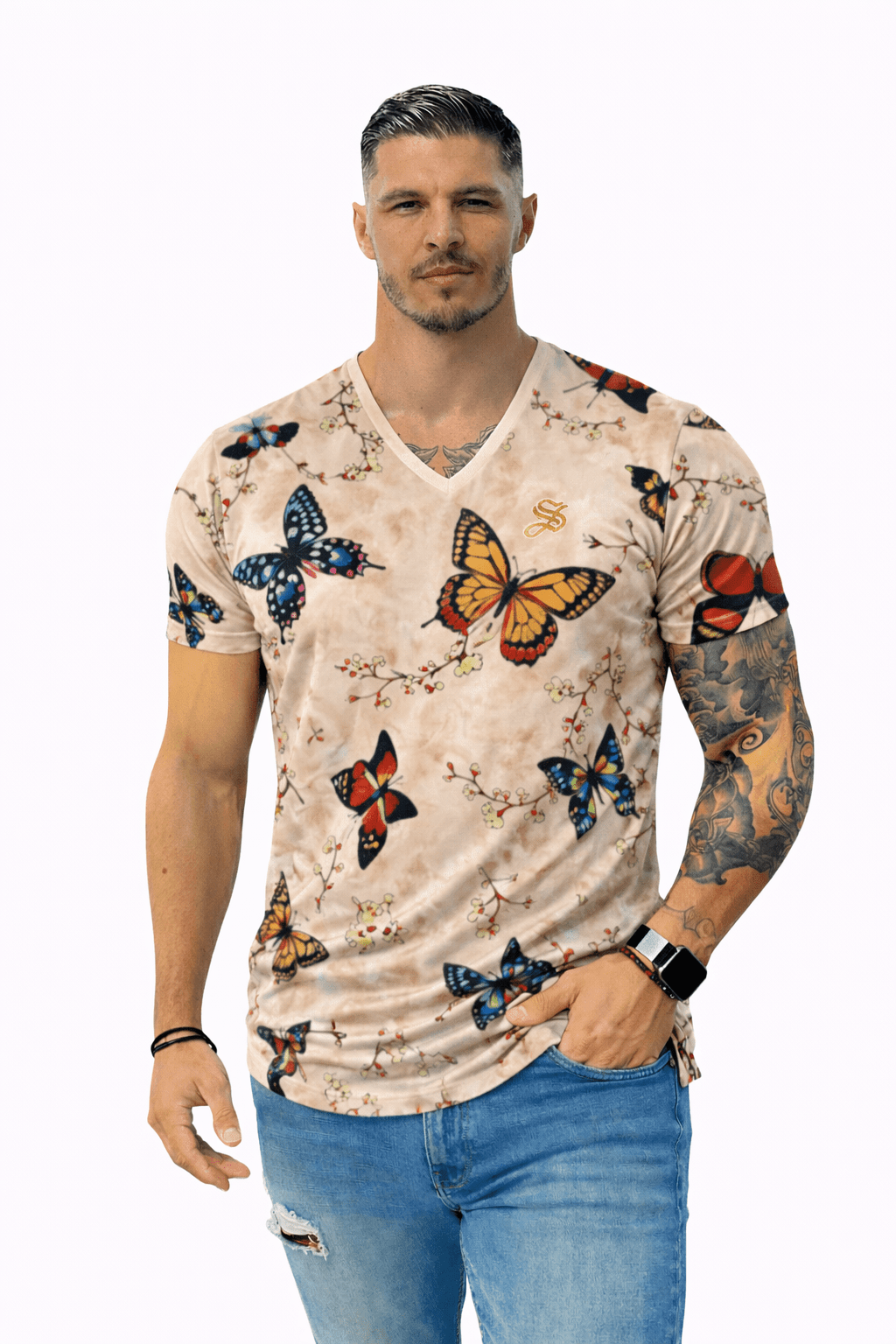 KoAzo 387 - Velvet T-shirt for Men - Sarman Fashion - Wholesale Clothing Fashion Brand for Men from Canada
