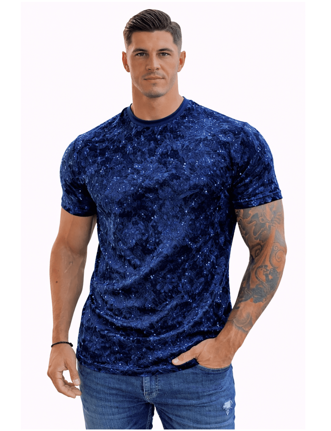 KoAzo 51 - Velvet T-shirt for Men - Sarman Fashion - Wholesale Clothing Fashion Brand for Men from Canada