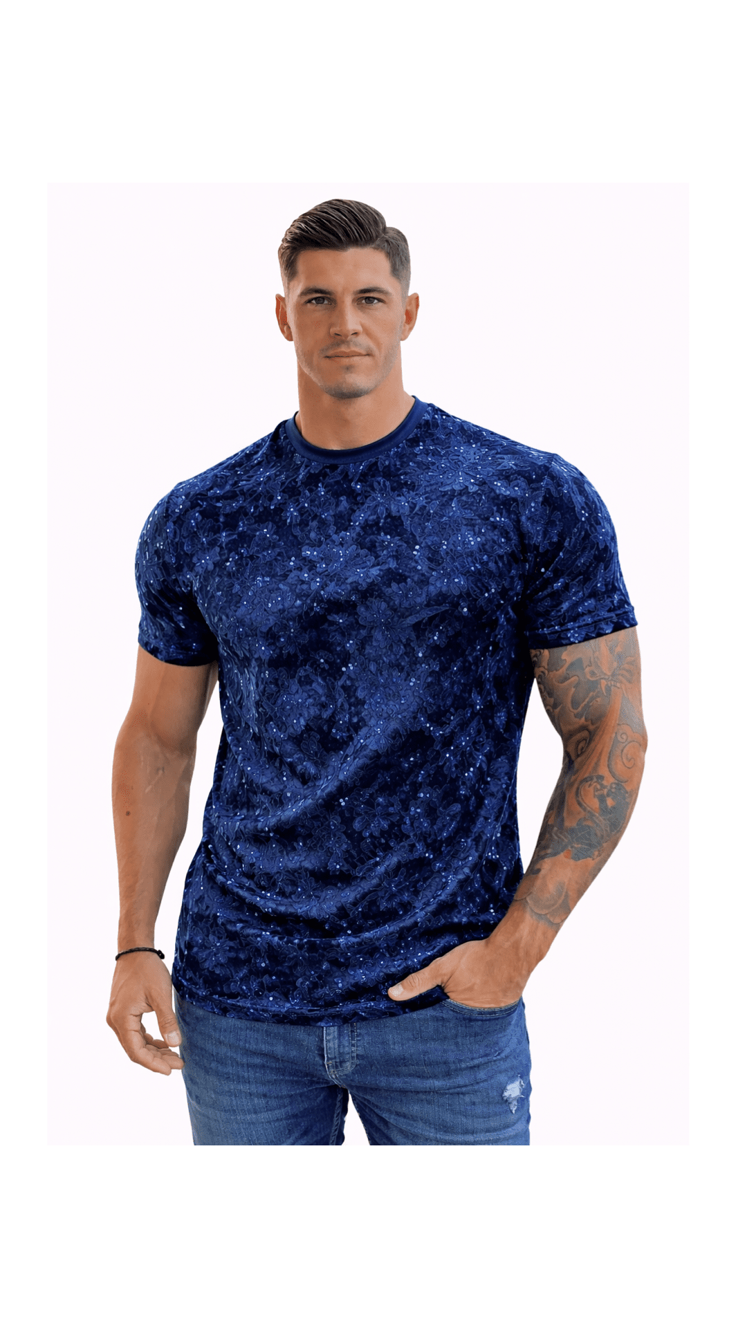 KoAzo 51 - Velvet T-shirt for Men - Sarman Fashion - Wholesale Clothing Fashion Brand for Men from Canada