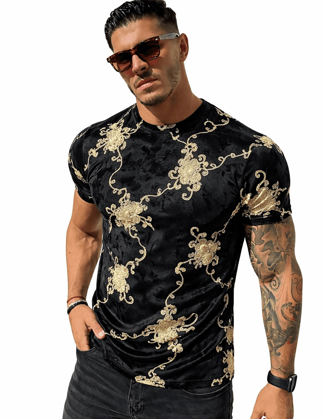KoAzo 95 - Velvet T-shirt for Men - Sarman Fashion - Wholesale Clothing Fashion Brand for Men from Canada