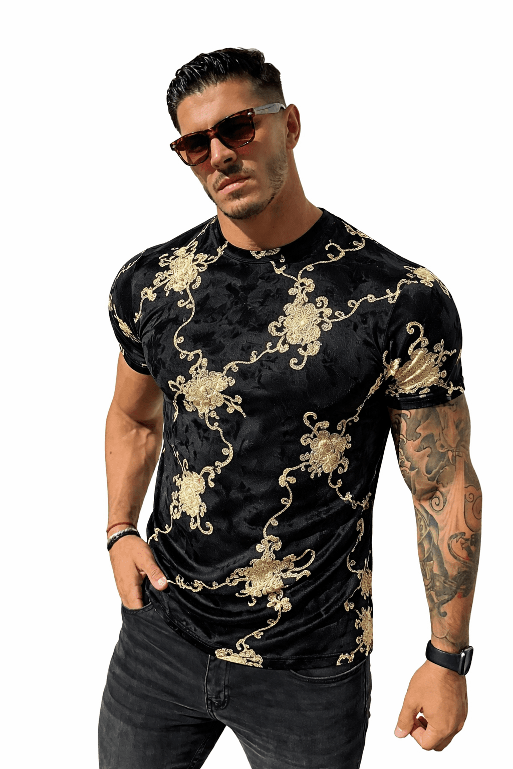 KoAzo 95 - Velvet T-shirt for Men - Sarman Fashion - Wholesale Clothing Fashion Brand for Men from Canada