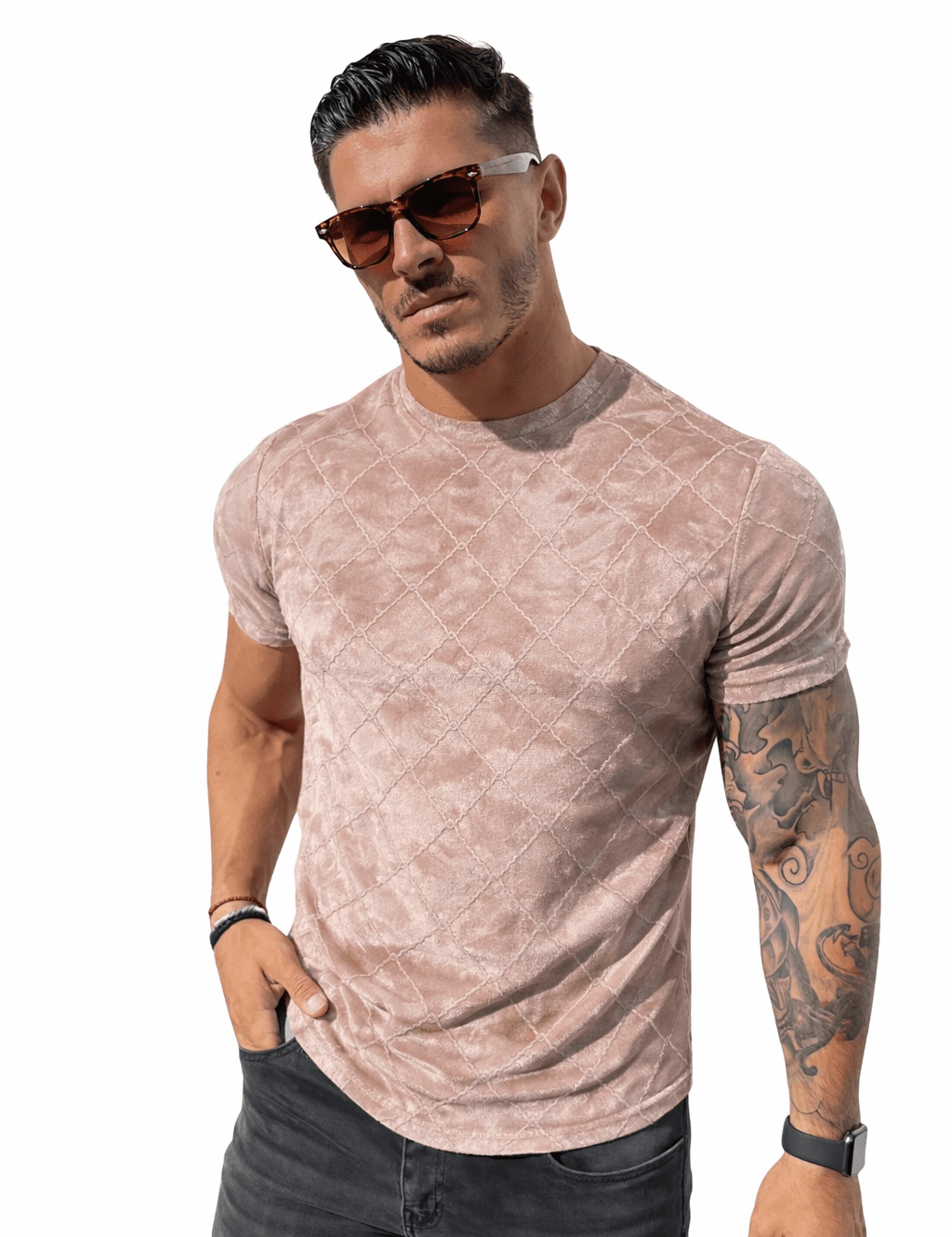 KoAzo 96 - Velvet T-shirt for Men - Sarman Fashion - Wholesale Clothing Fashion Brand for Men from Canada