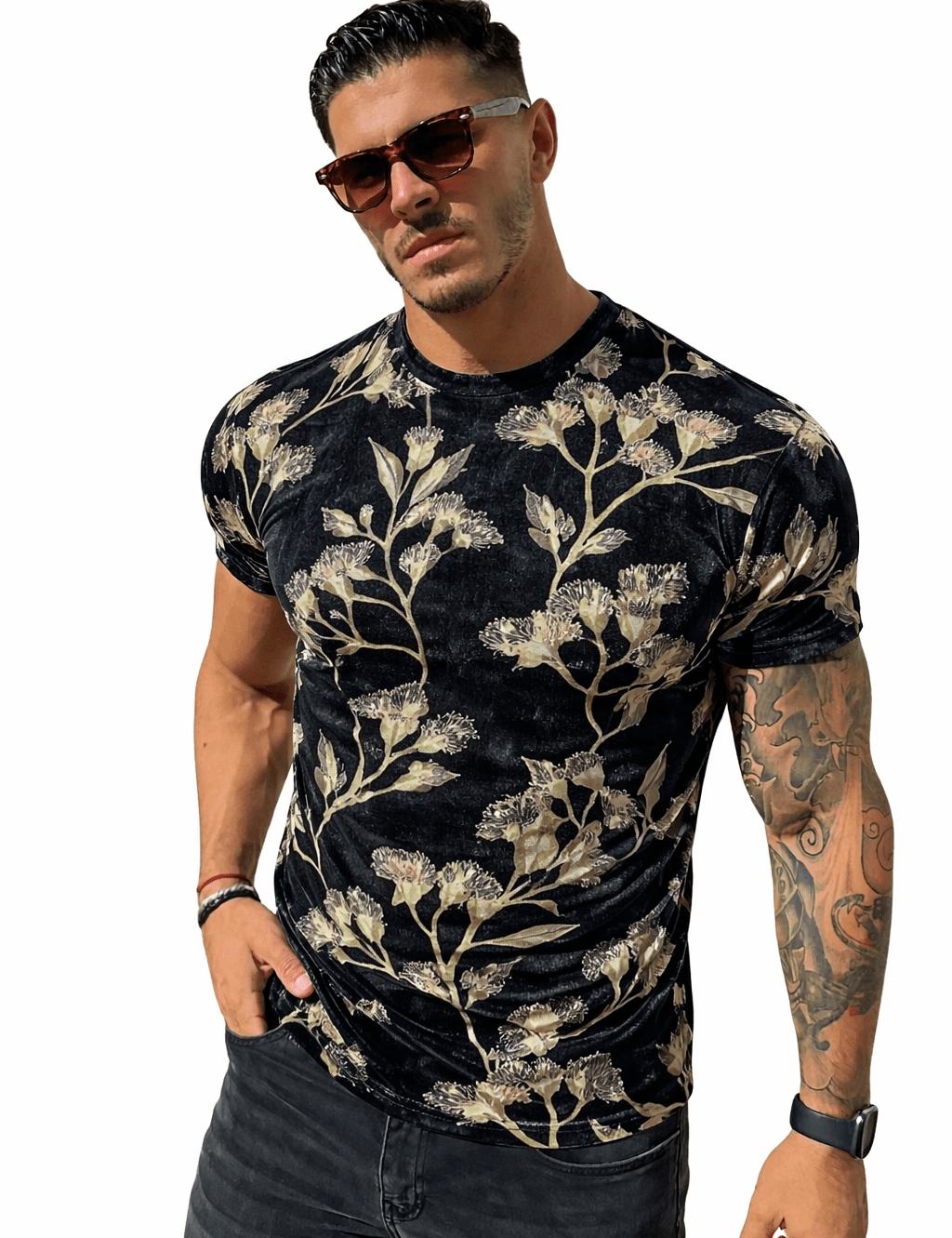 KoAzo 98 - Velvet T-shirt for Men - Sarman Fashion - Wholesale Clothing Fashion Brand for Men from Canada