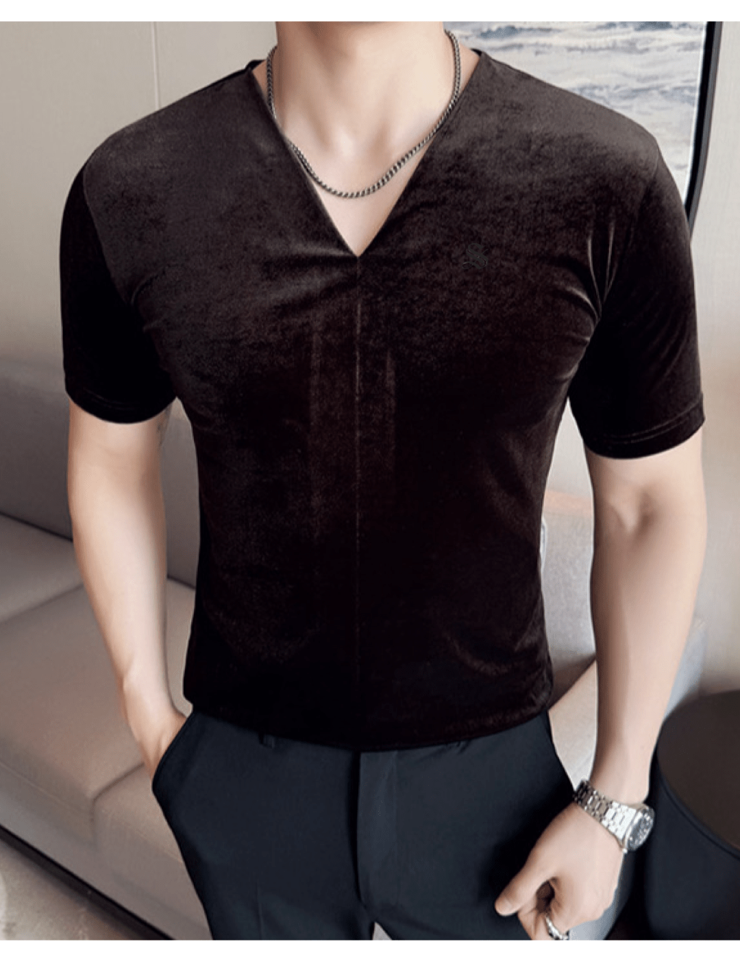 KOPS - V - Neck T-Shirt for Men - Sarman Fashion - Wholesale Clothing Fashion Brand for Men from Canada