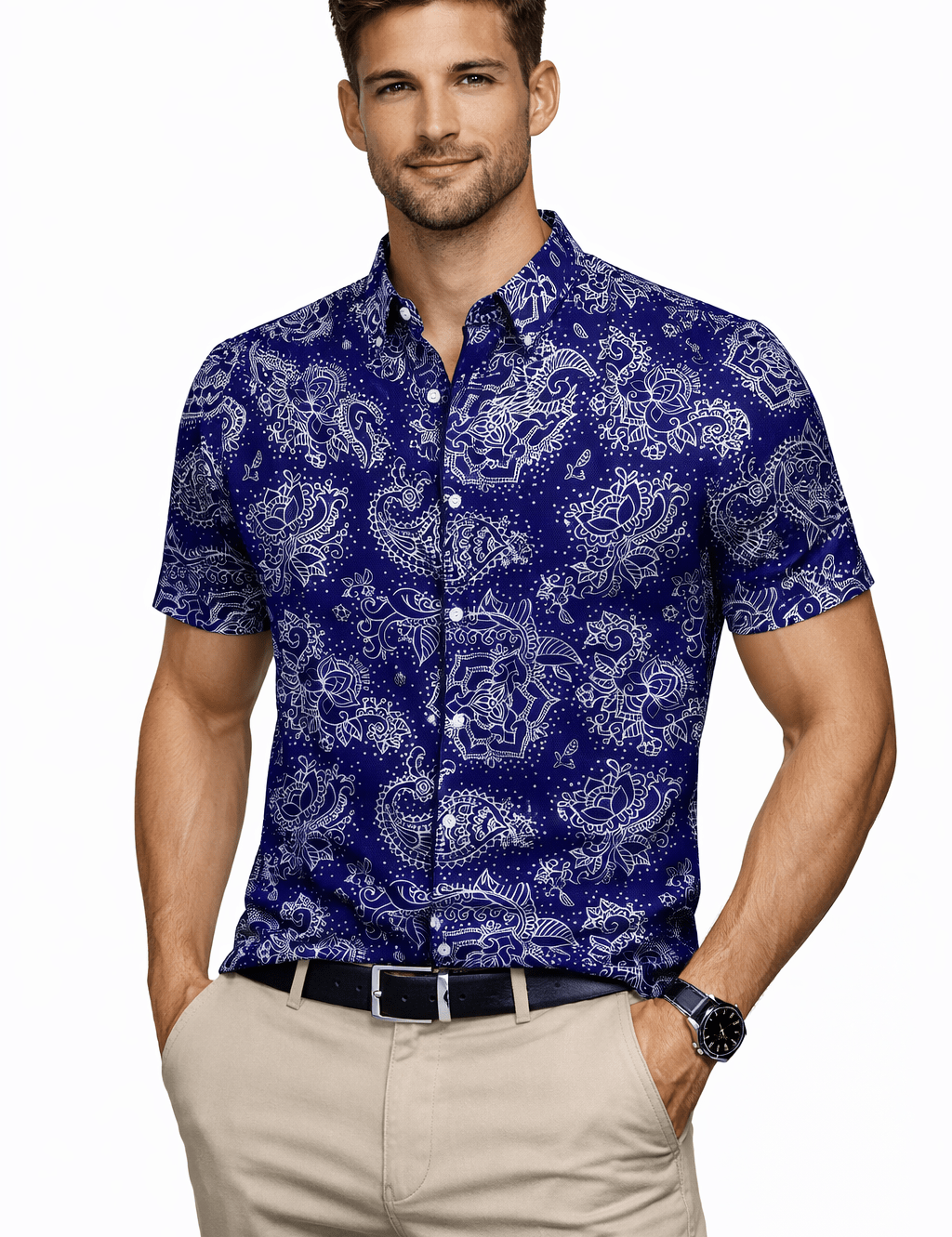 KSIX 2 - Short Sleeves Shirt for Men - Sarman Fashion - Wholesale Clothing Fashion Brand for Men from Canada