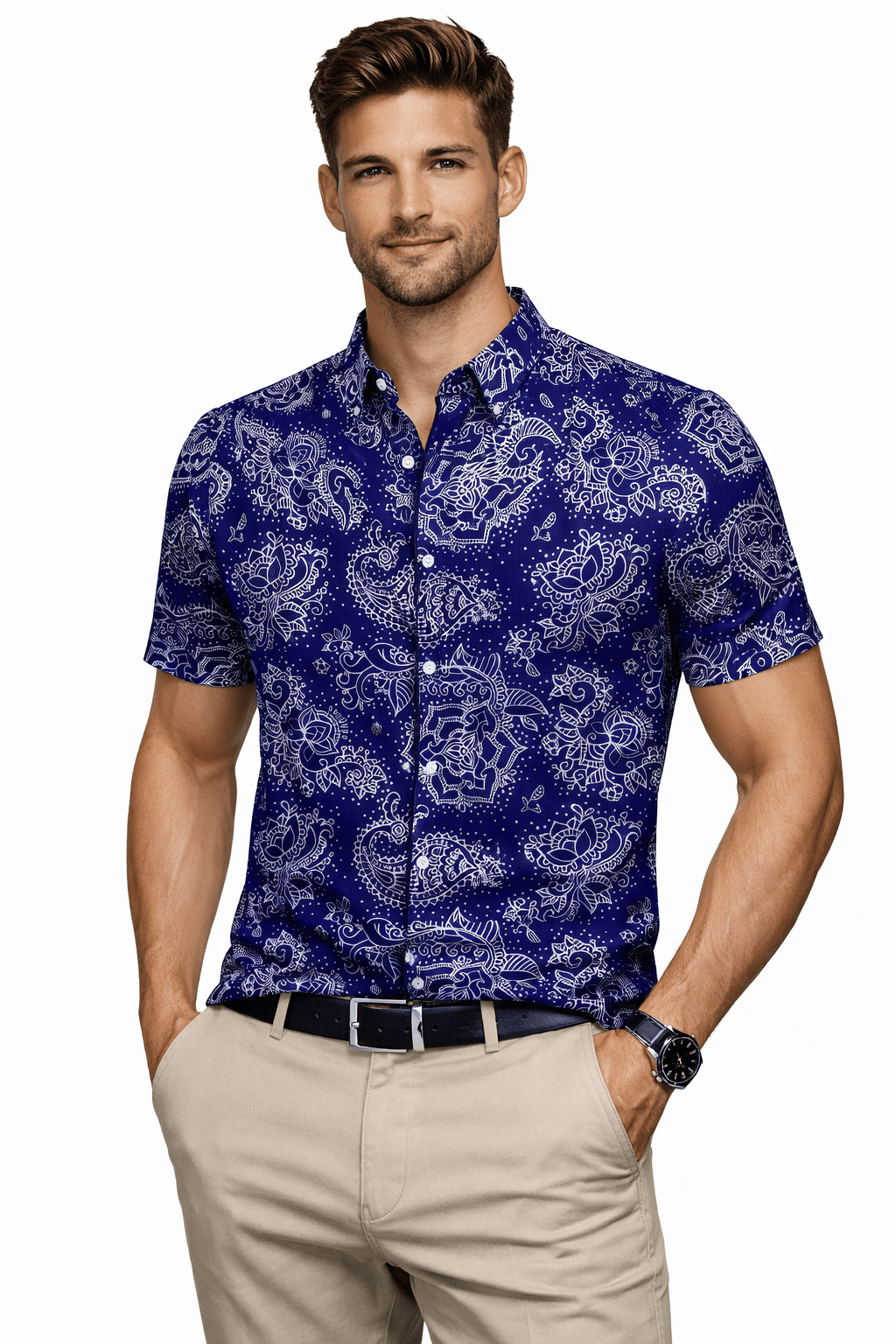 KSIX 2 - Short Sleeves Shirt for Men - Sarman Fashion - Wholesale Clothing Fashion Brand for Men from Canada