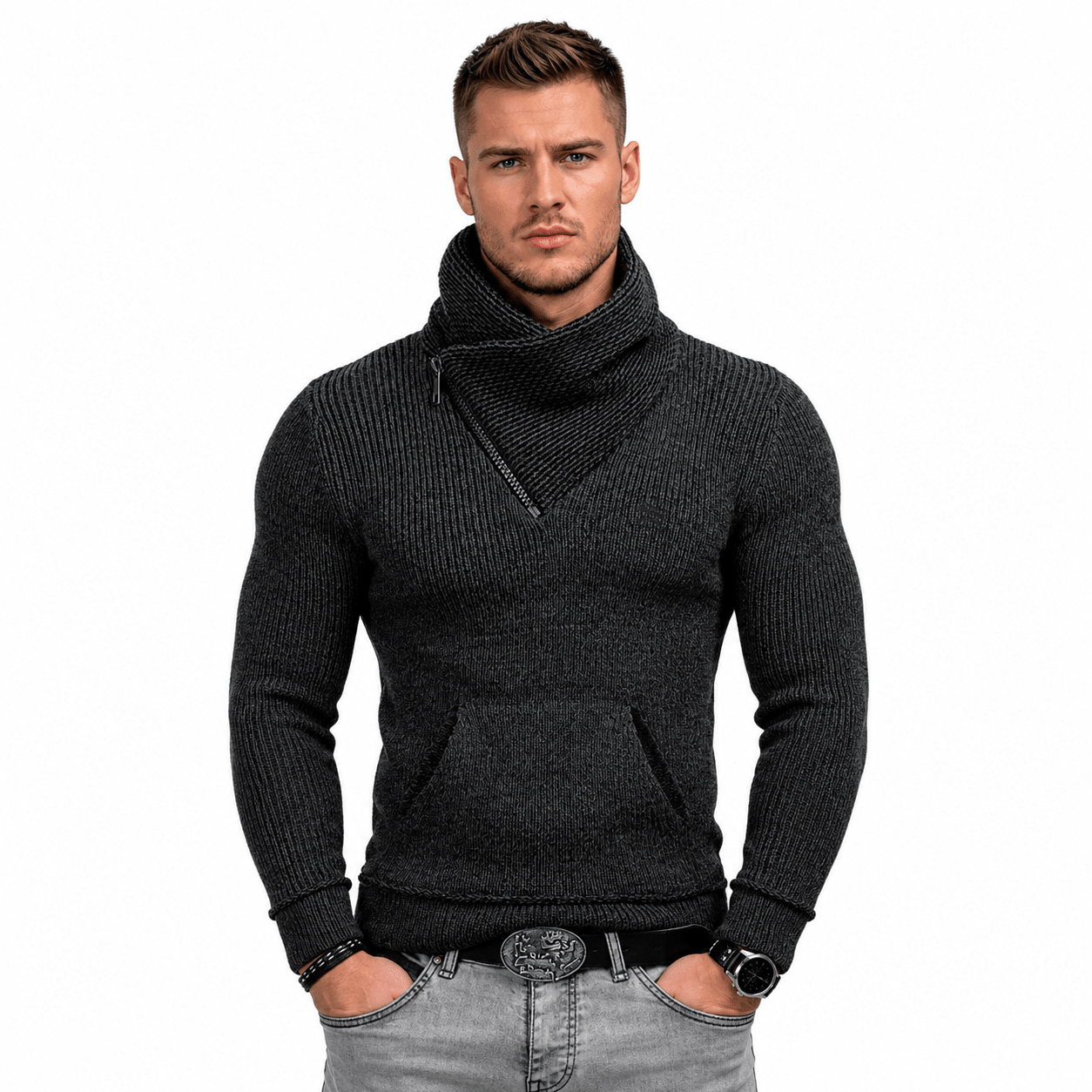 Lavba - High Neck Sweater for Men - Sarman Fashion - Wholesale Clothing Fashion Brand for Men from Canada