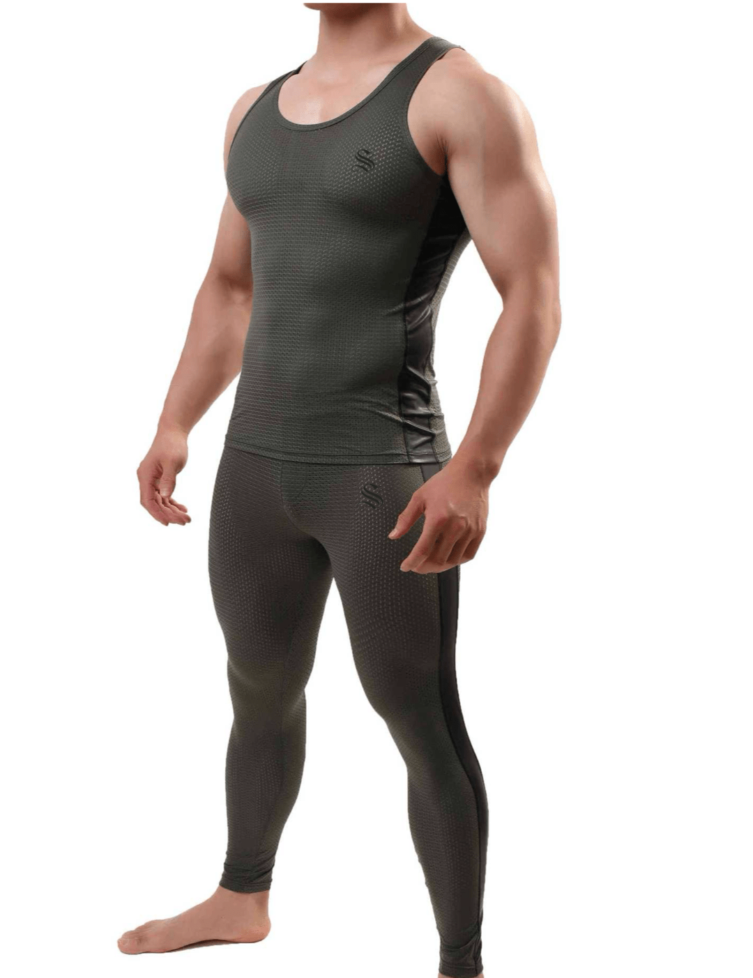 Letto 1087 - Complete Set Leggings & Tank Top for Men - Sarman Fashion - Wholesale Clothing Fashion Brand for Men from Canada