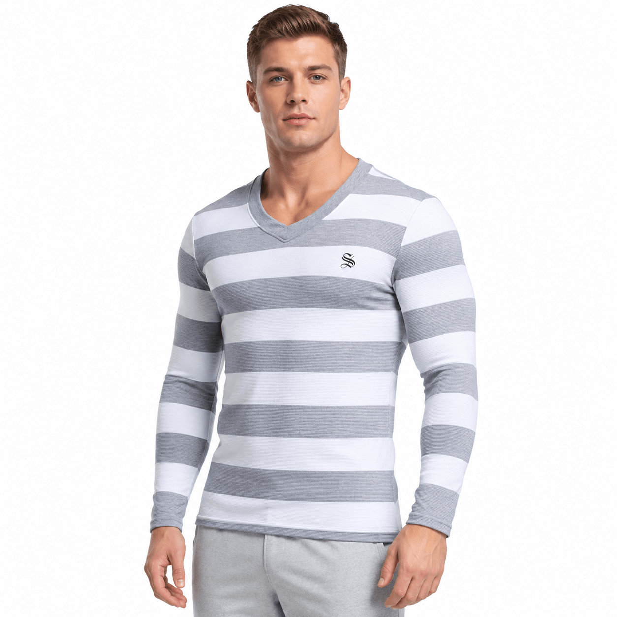 Lido 2 - V-Neck Shirt for Men - Sarman Fashion - Wholesale Clothing Fashion Brand for Men from Canada