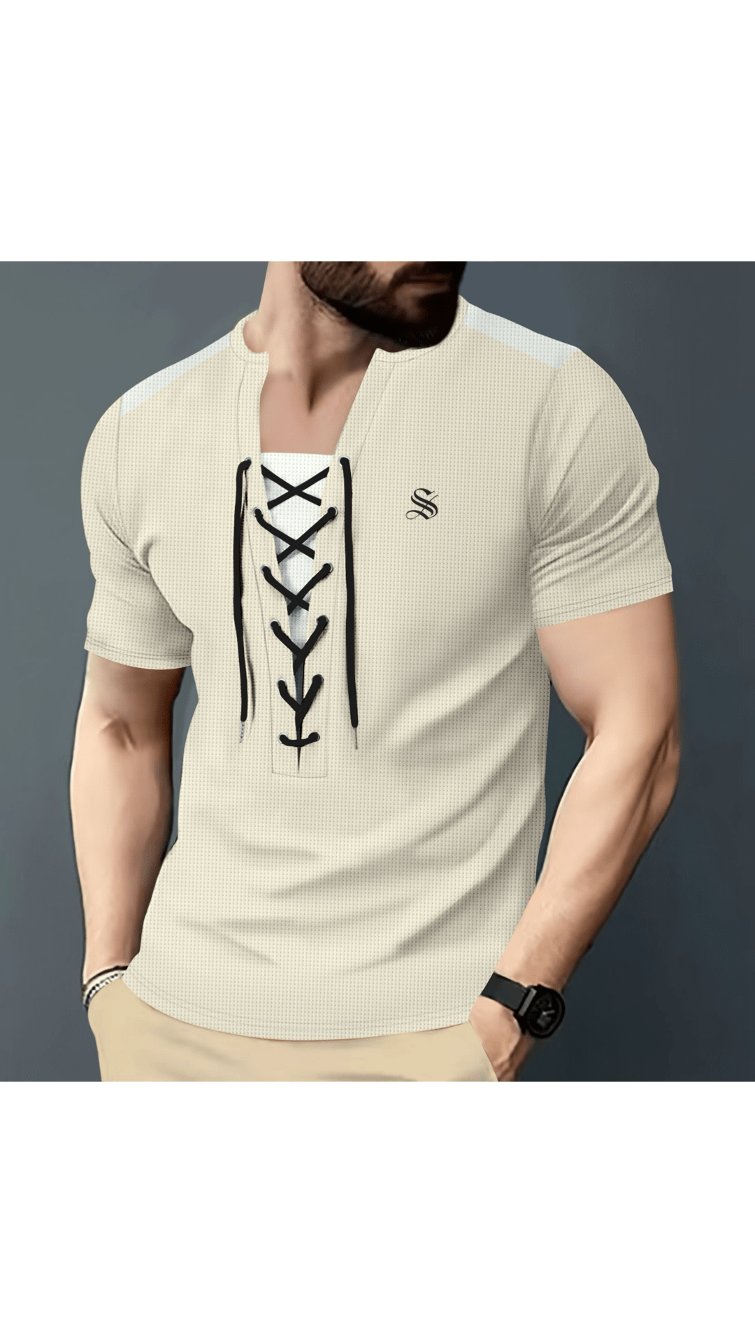 LiSV - V - Neck T-Shirt for Men - Sarman Fashion - Wholesale Clothing Fashion Brand for Men from Canada