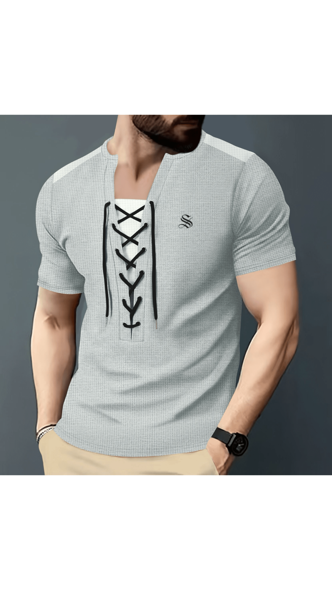 LiSV - V - Neck T-Shirt for Men - Sarman Fashion - Wholesale Clothing Fashion Brand for Men from Canada