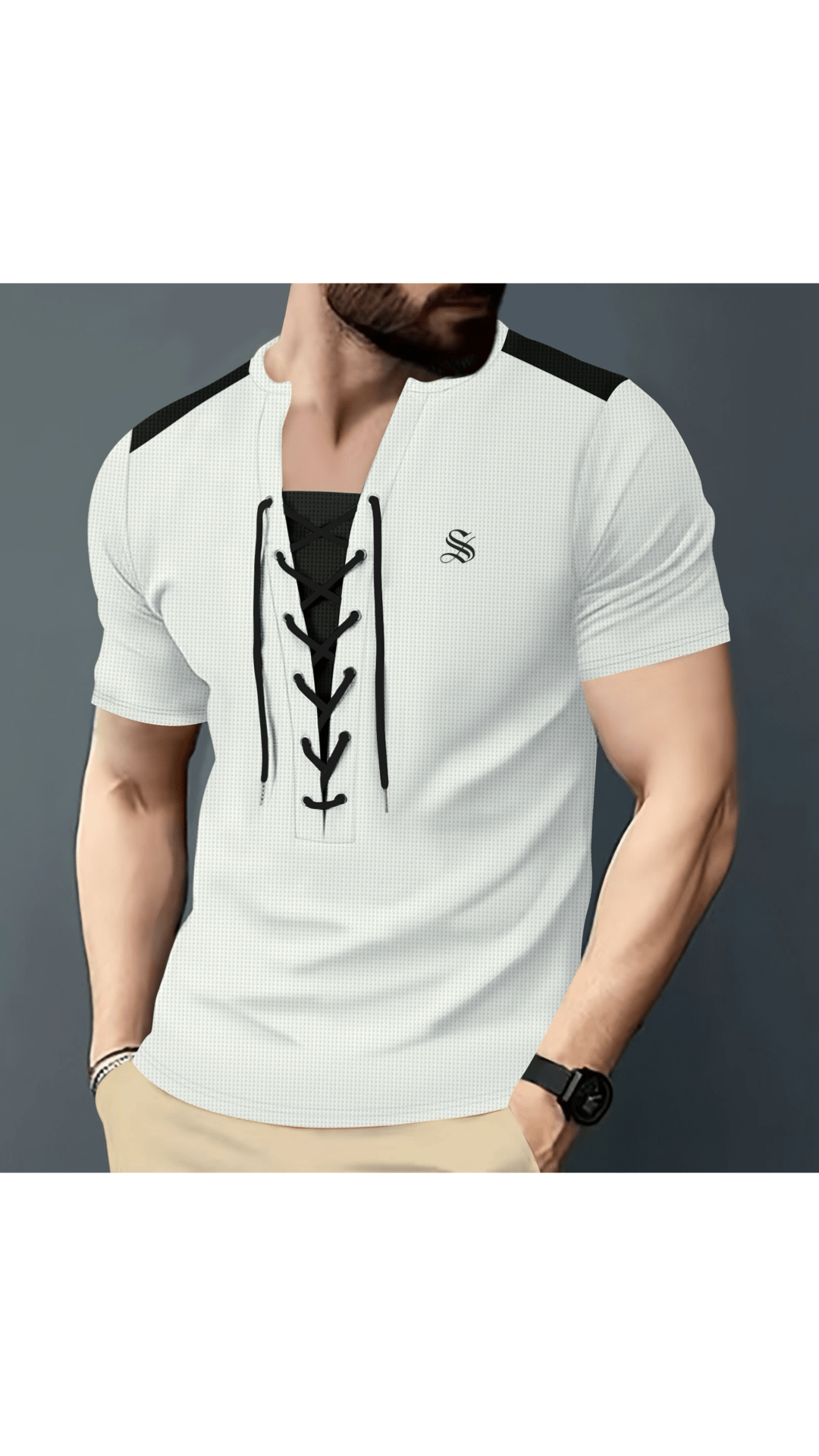 LiSV - V - Neck T-Shirt for Men - Sarman Fashion - Wholesale Clothing Fashion Brand for Men from Canada