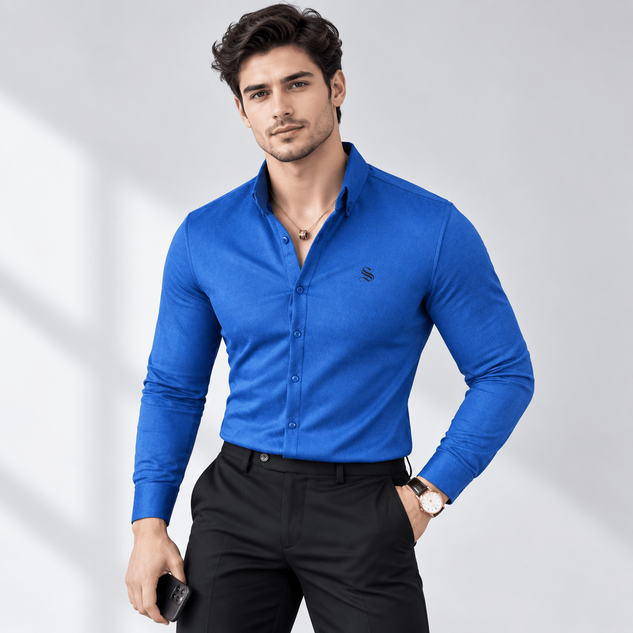 LOOOU - Long Sleeves Shirt for Men - Sarman Fashion - Wholesale Clothing Fashion Brand for Men from Canada