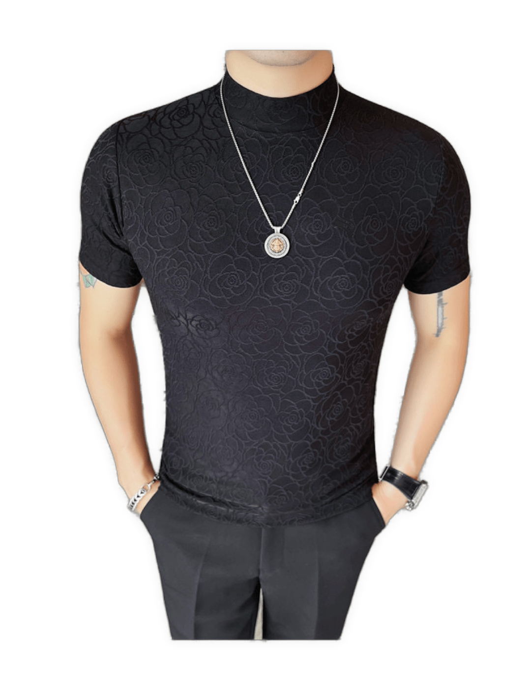 Losan 3 - High Neck T-shirt for Men - Sarman Fashion - Wholesale Clothing Fashion Brand for Men from Canada