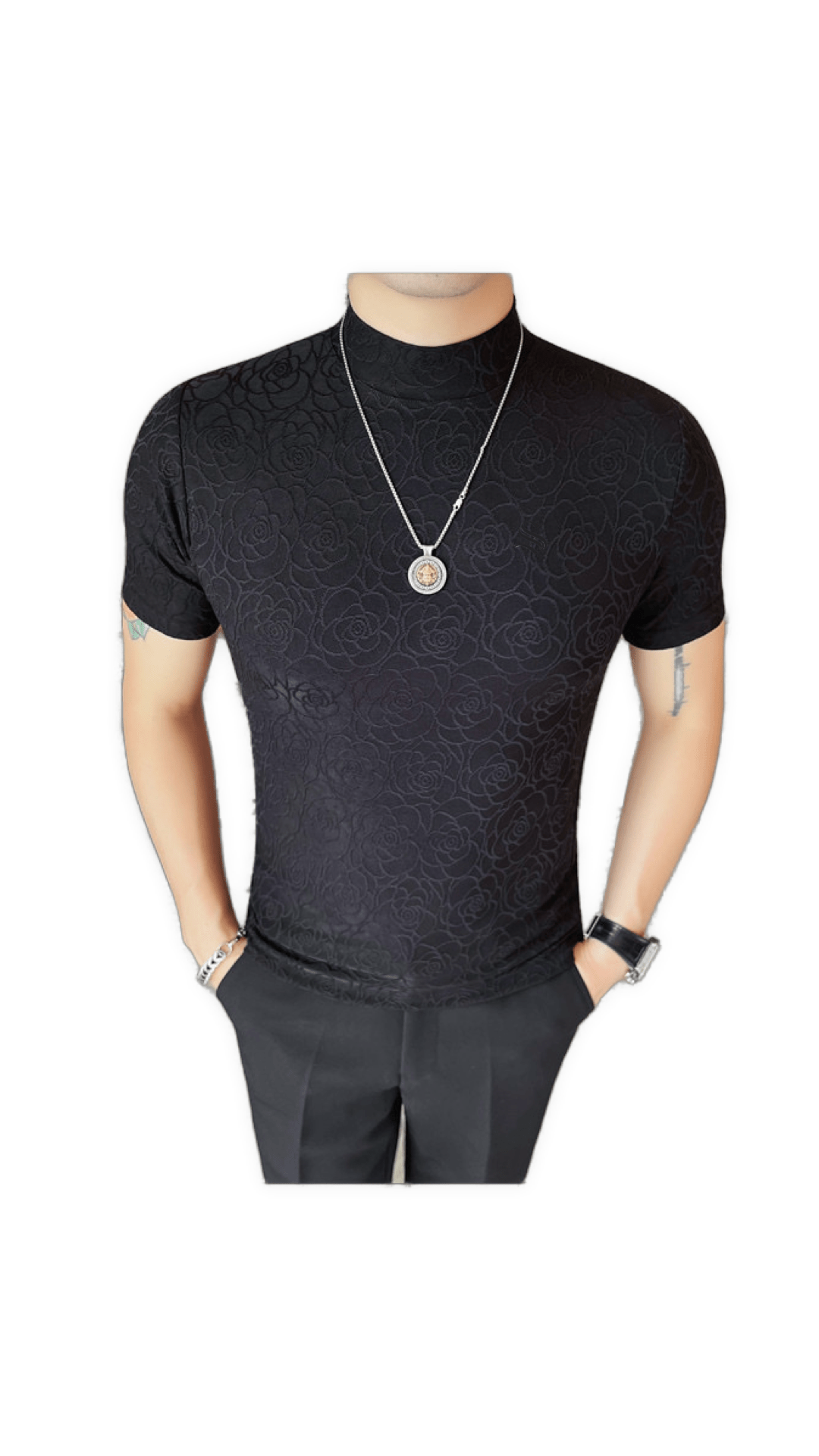 Losan 3 - High Neck T-shirt for Men - Sarman Fashion - Wholesale Clothing Fashion Brand for Men from Canada
