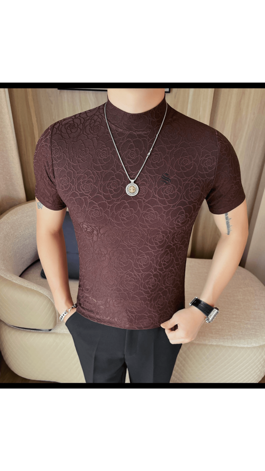 Losan 3 - High Neck T-shirt for Men - Sarman Fashion - Wholesale Clothing Fashion Brand for Men from Canada