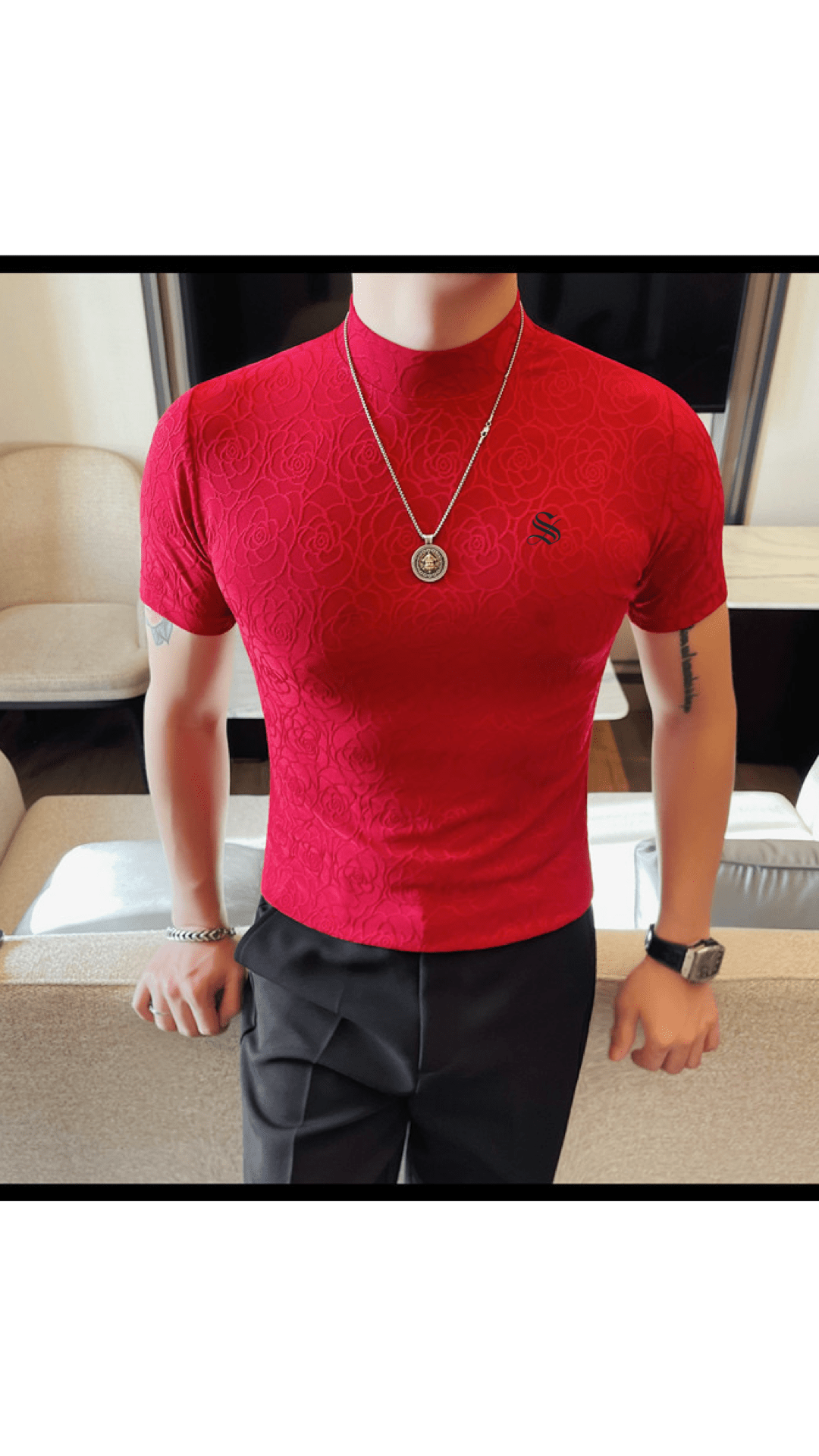 Losan 3 - High Neck T-shirt for Men - Sarman Fashion - Wholesale Clothing Fashion Brand for Men from Canada