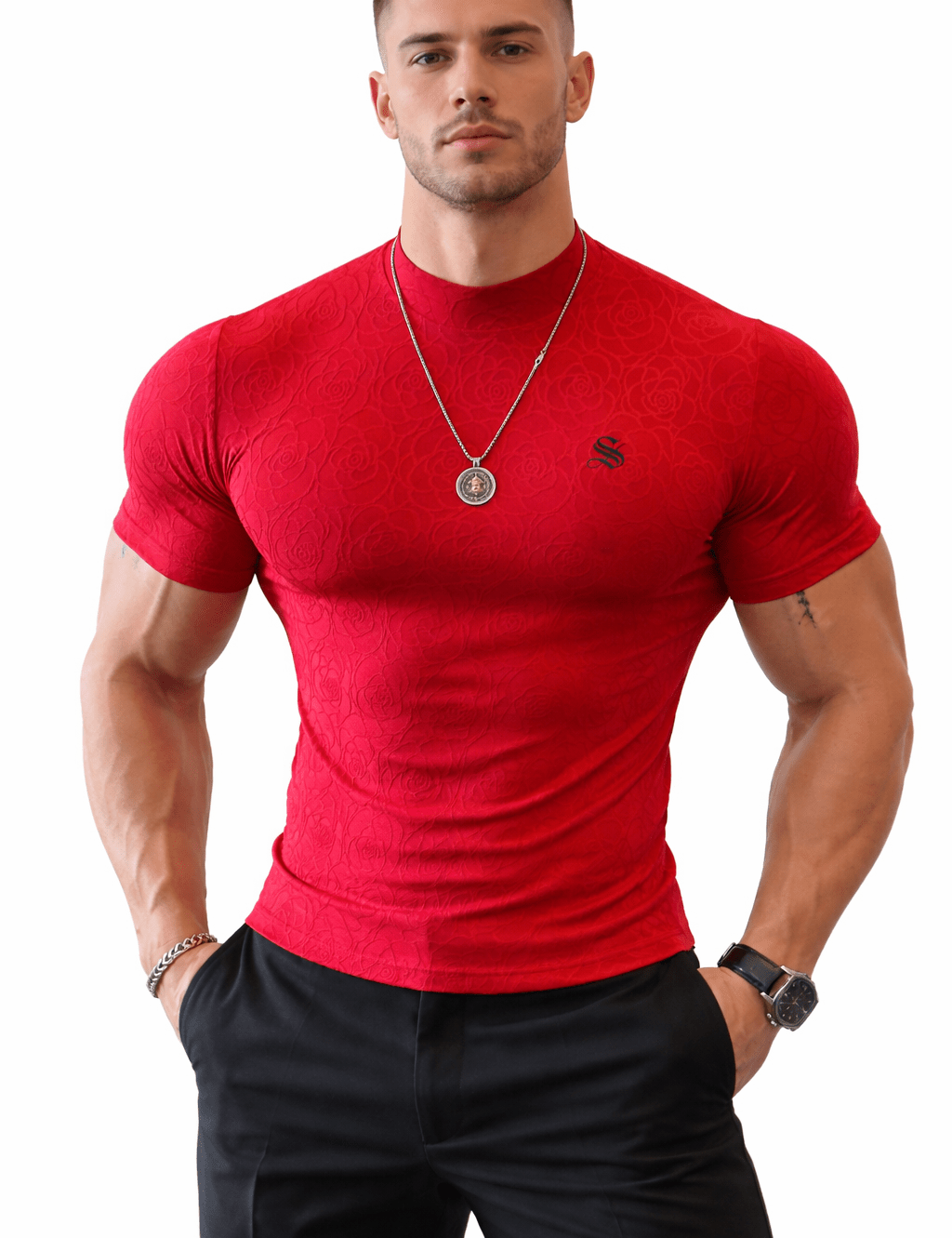 Losan 3 - High Neck T-shirt for Men - Sarman Fashion - Wholesale Clothing Fashion Brand for Men from Canada