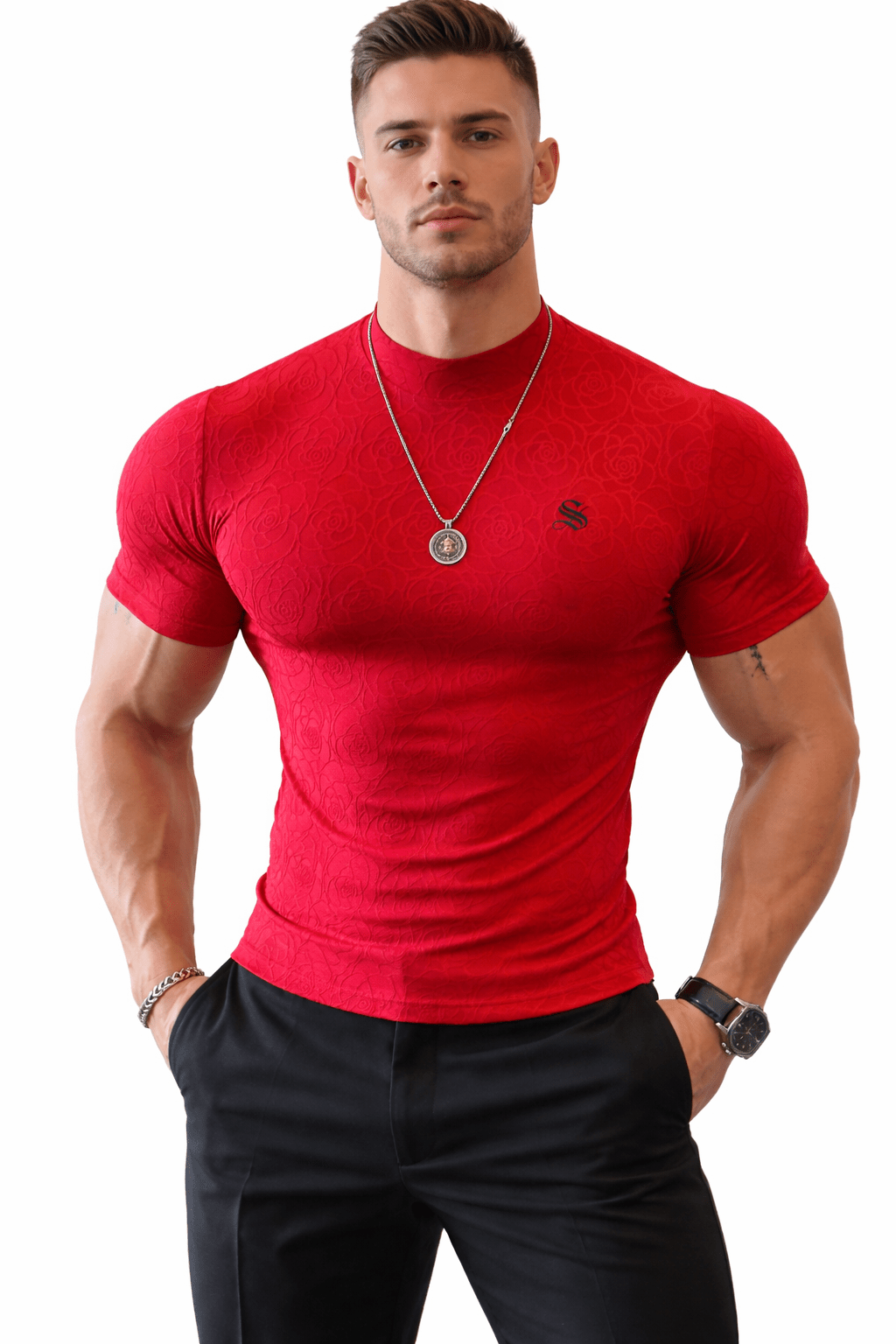 Losan 3 - High Neck T-shirt for Men - Sarman Fashion - Wholesale Clothing Fashion Brand for Men from Canada