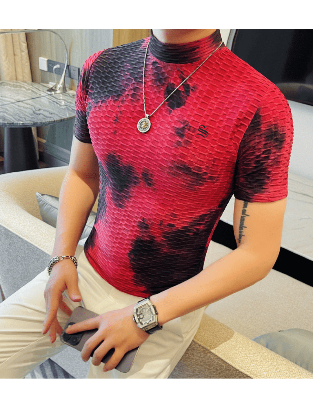 Losan - High Neck T-shirt for Men - Sarman Fashion - Wholesale Clothing Fashion Brand for Men from Canada