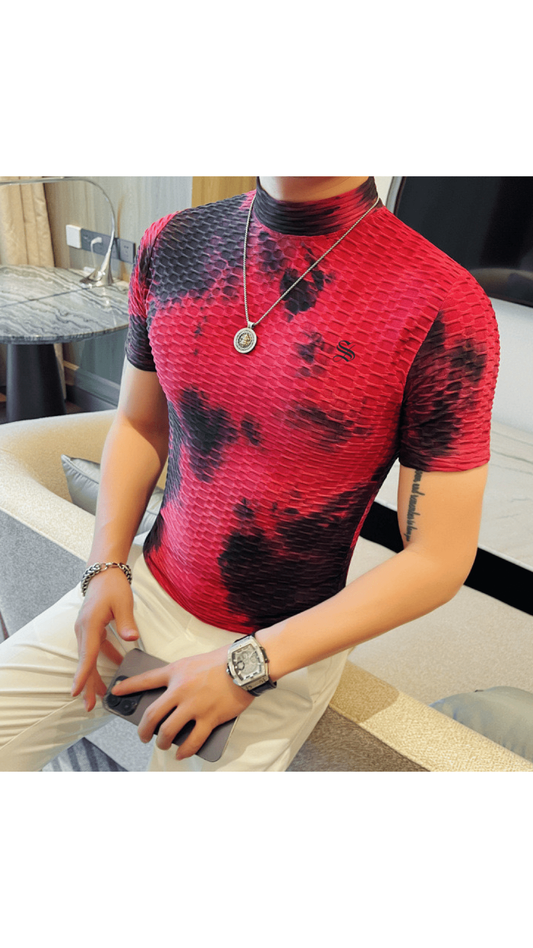 Losan - High Neck T-shirt for Men - Sarman Fashion - Wholesale Clothing Fashion Brand for Men from Canada