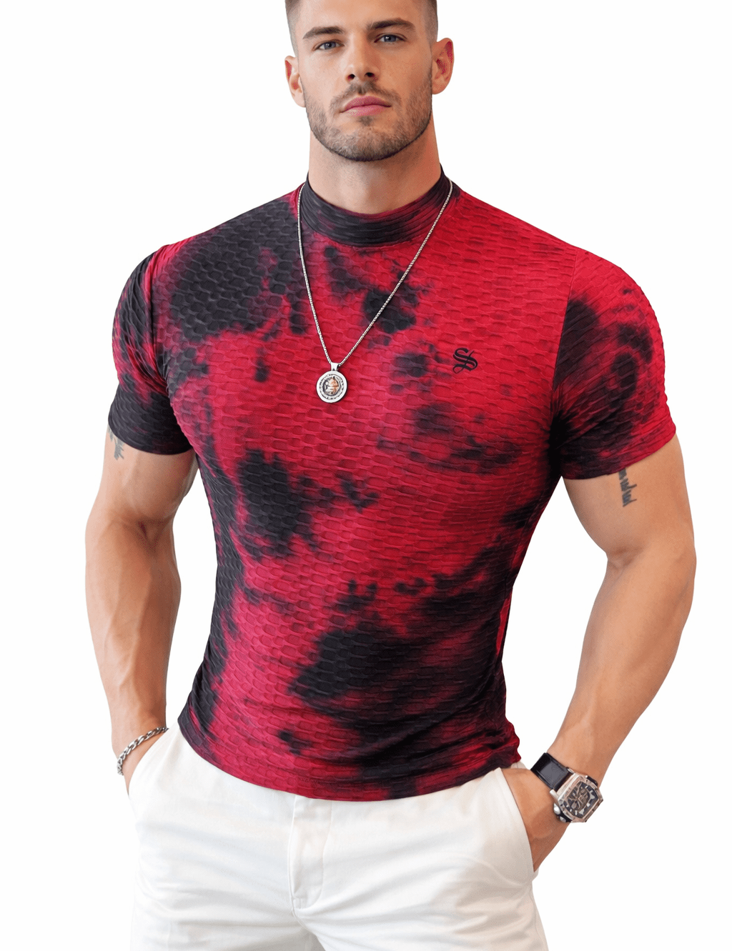 Losan - High Neck T-shirt for Men - Sarman Fashion - Wholesale Clothing Fashion Brand for Men from Canada