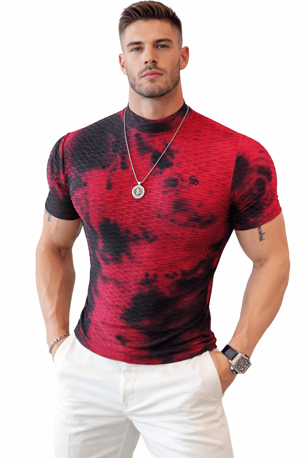 Losan - High Neck T-shirt for Men - Sarman Fashion - Wholesale Clothing Fashion Brand for Men from Canada