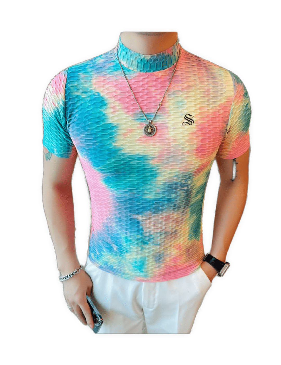 Losan - High Neck T-shirt for Men - Sarman Fashion - Wholesale Clothing Fashion Brand for Men from Canada