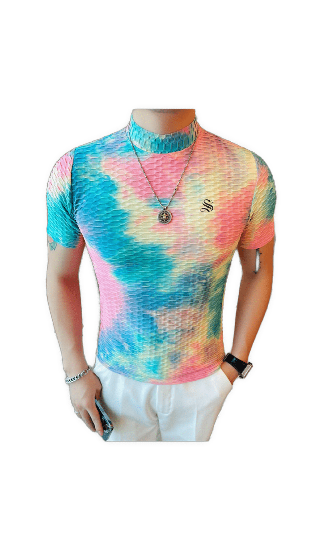 Losan - High Neck T-shirt for Men - Sarman Fashion - Wholesale Clothing Fashion Brand for Men from Canada
