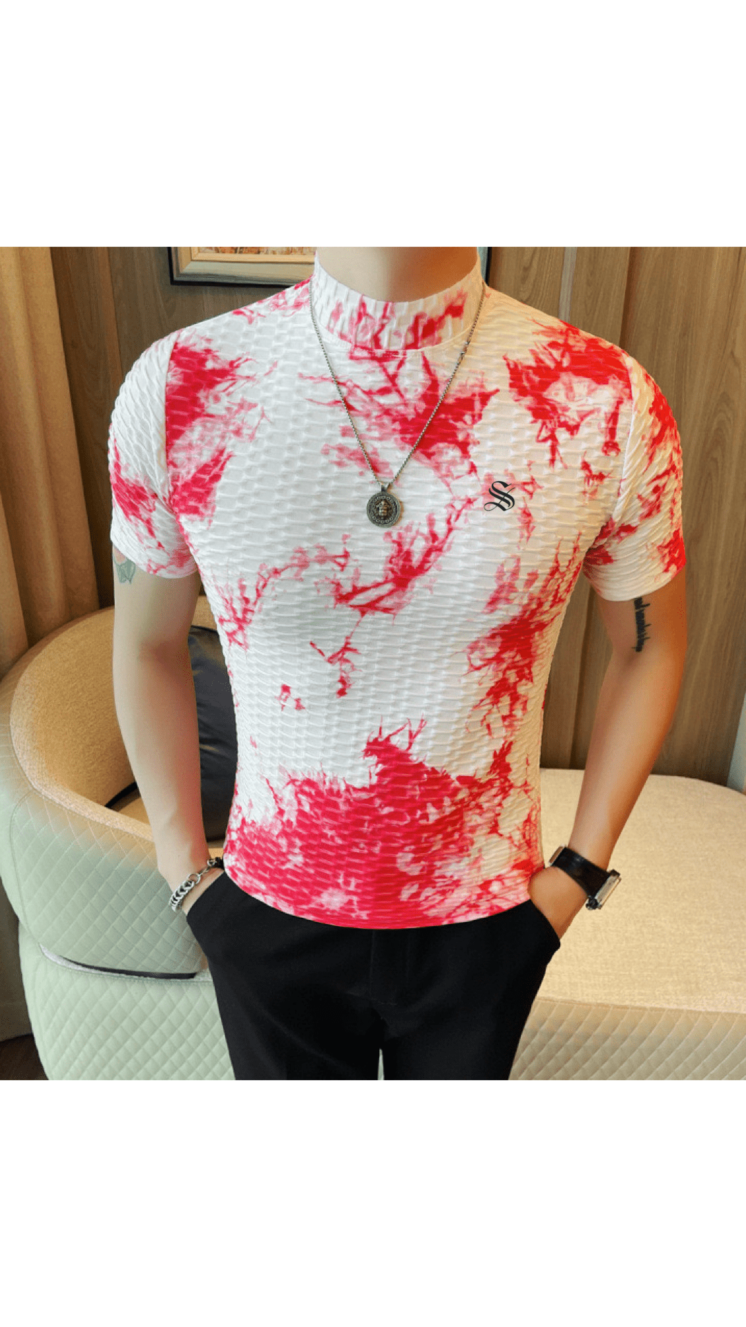 Losan - High Neck T-shirt for Men - Sarman Fashion - Wholesale Clothing Fashion Brand for Men from Canada
