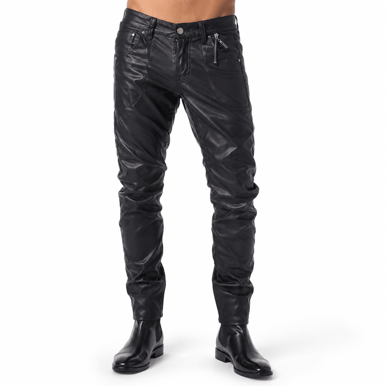 Luodria 2 - Pu Leather Joggers for Men - Sarman Fashion - Wholesale Clothing Fashion Brand for Men from Canada