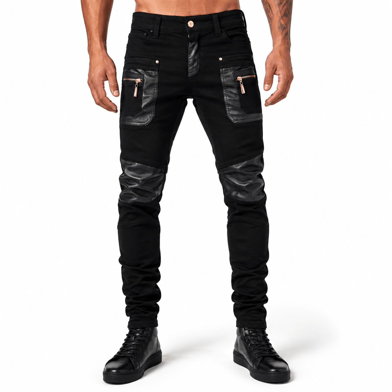 Luodria 4 - Pu Leather Joggers for Men - Sarman Fashion - Wholesale Clothing Fashion Brand for Men from Canada