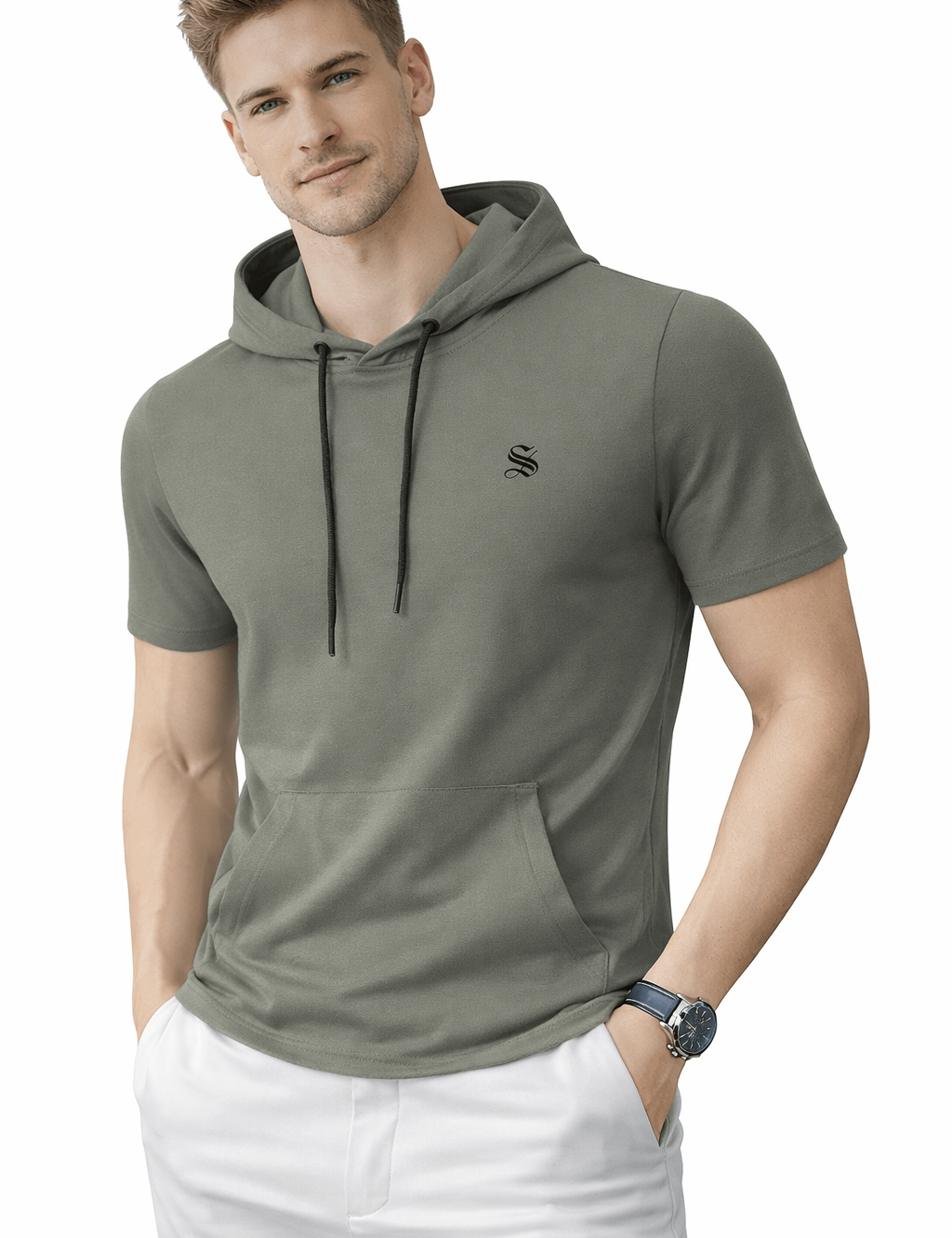 Mentol - Hood T-shirt for Men - Sarman Fashion - Wholesale Clothing Fashion Brand for Men from Canada