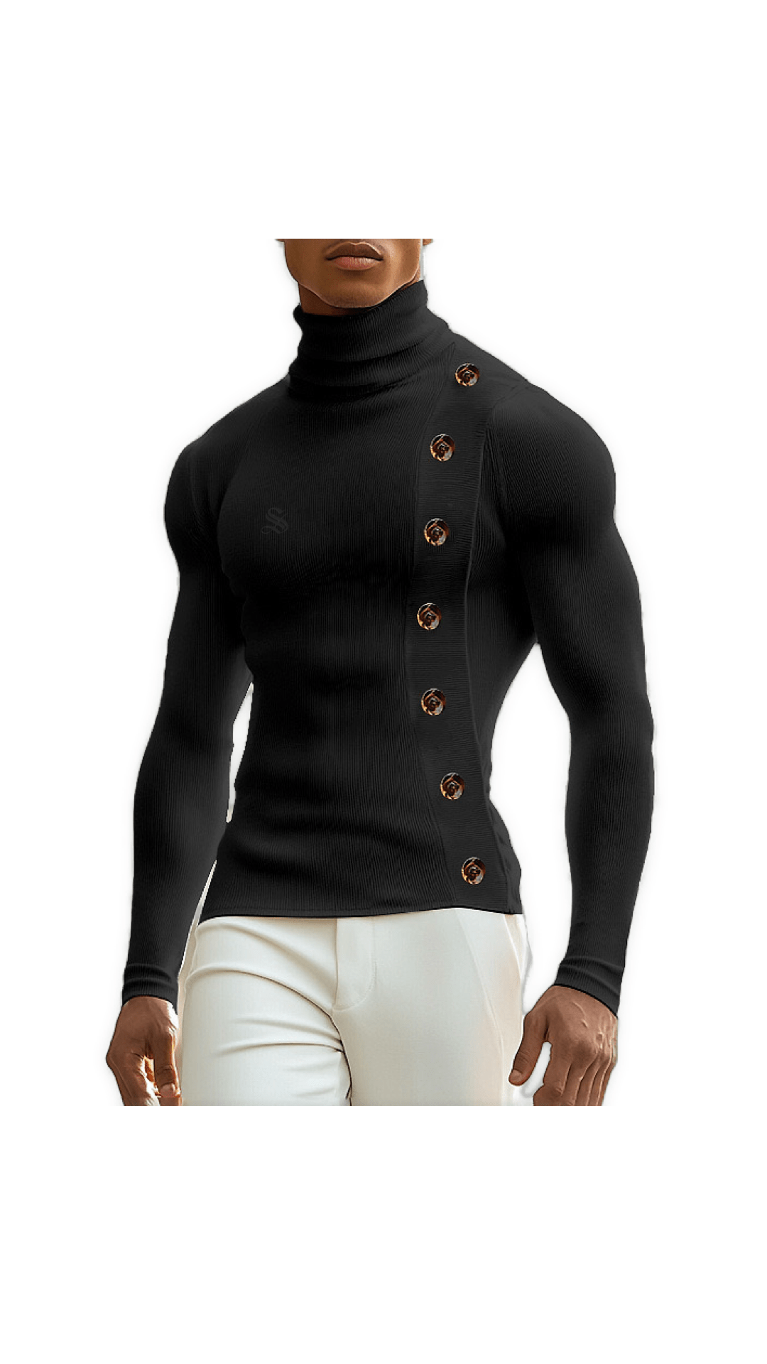 Mes - High Neck Sweater for Men - Sarman Fashion - Wholesale Clothing Fashion Brand for Men from Canada
