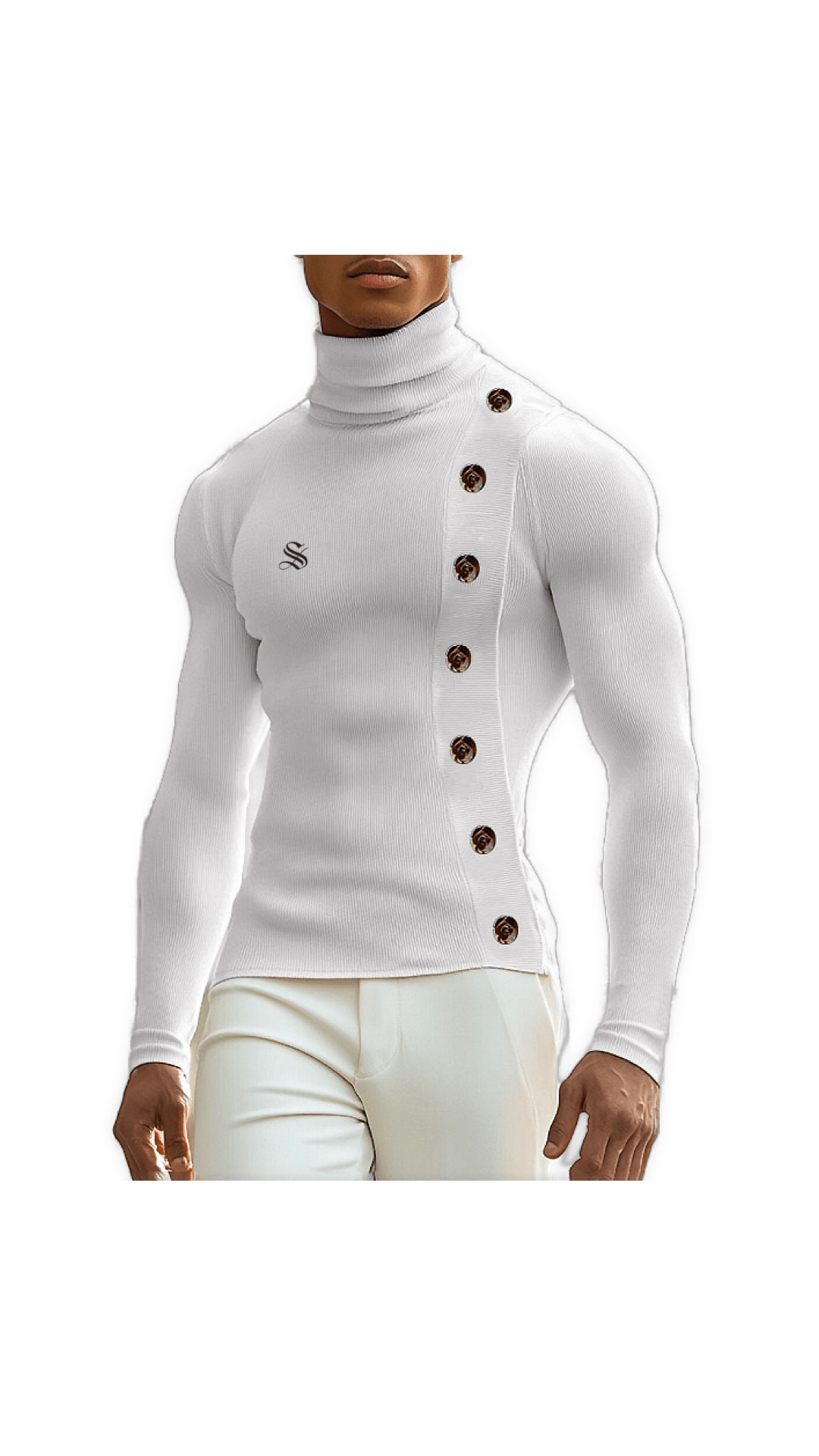 Mes - High Neck Sweater for Men - Sarman Fashion - Wholesale Clothing Fashion Brand for Men from Canada