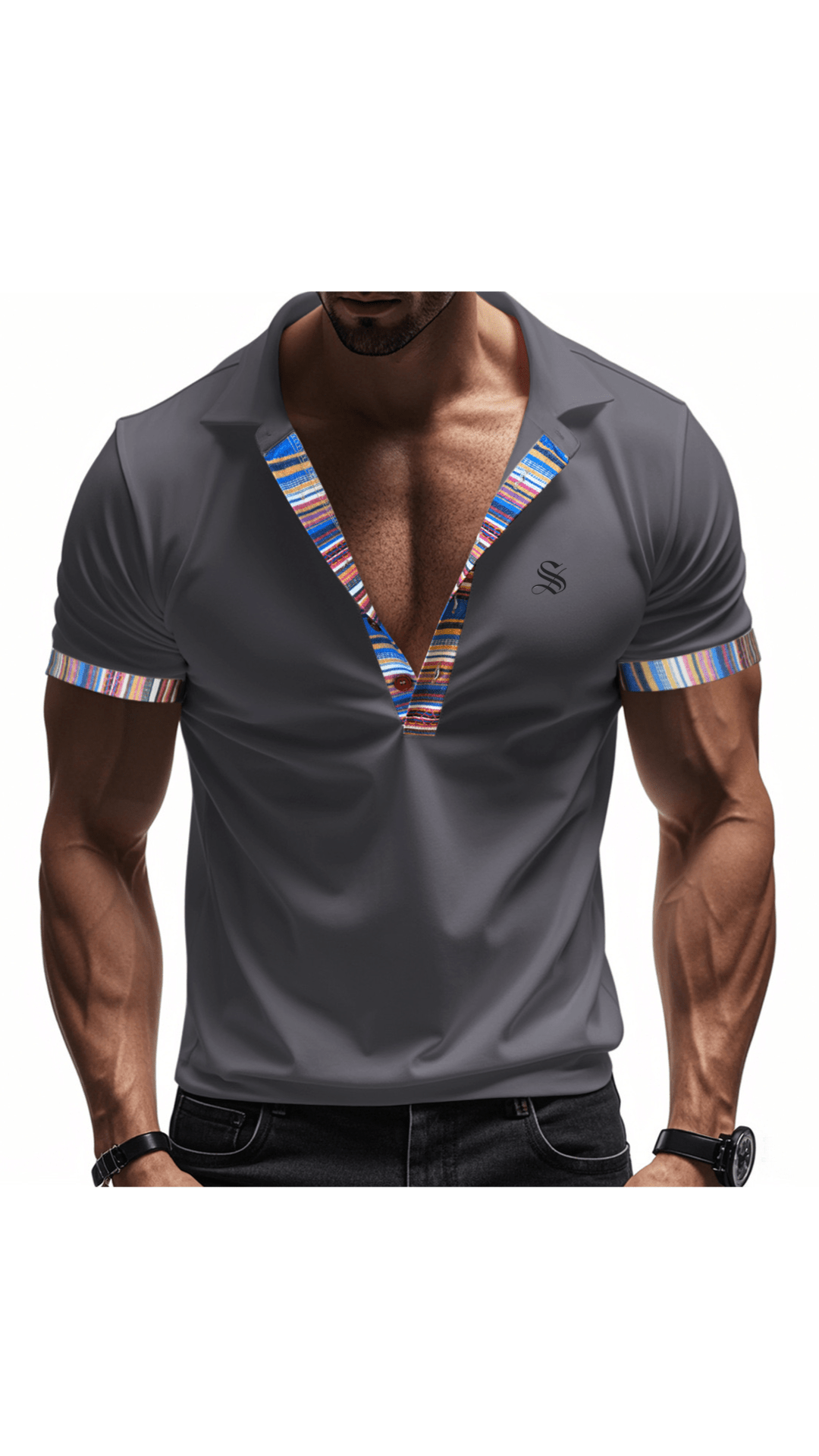 Molno - V - Neck T-Shirt for Men - Sarman Fashion - Wholesale Clothing Fashion Brand for Men from Canada