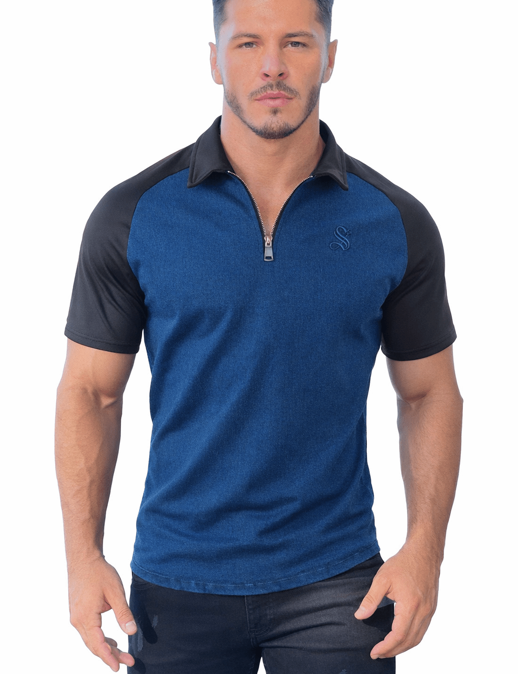 My X - Blue/Black Polo Jeans Shirt for Men - Sarman Fashion - Wholesale Clothing Fashion Brand for Men from Canada