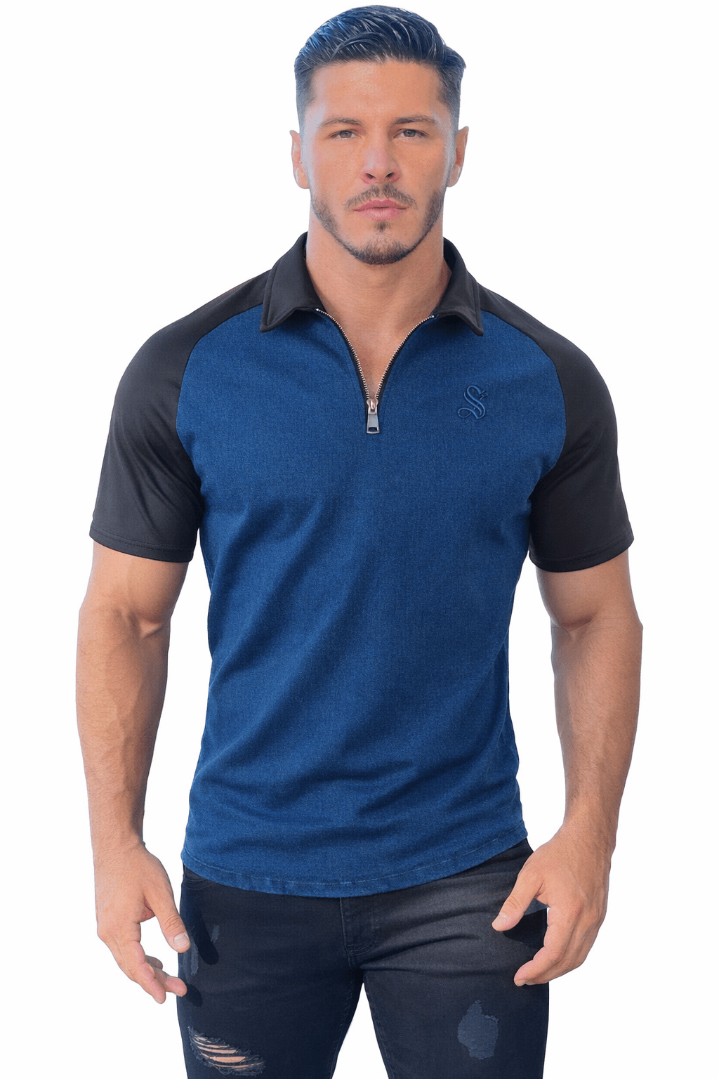 My X - Blue/Black Polo Jeans Shirt for Men - Sarman Fashion - Wholesale Clothing Fashion Brand for Men from Canada