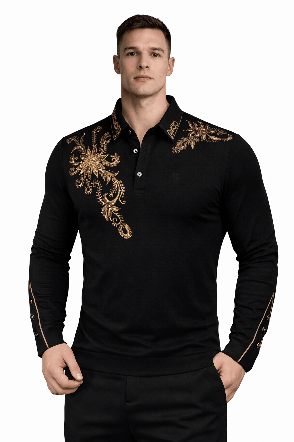 Naza 11 - Long Sleeves Polo Shirt for Men - Sarman Fashion - Wholesale Clothing Fashion Brand for Men from Canada