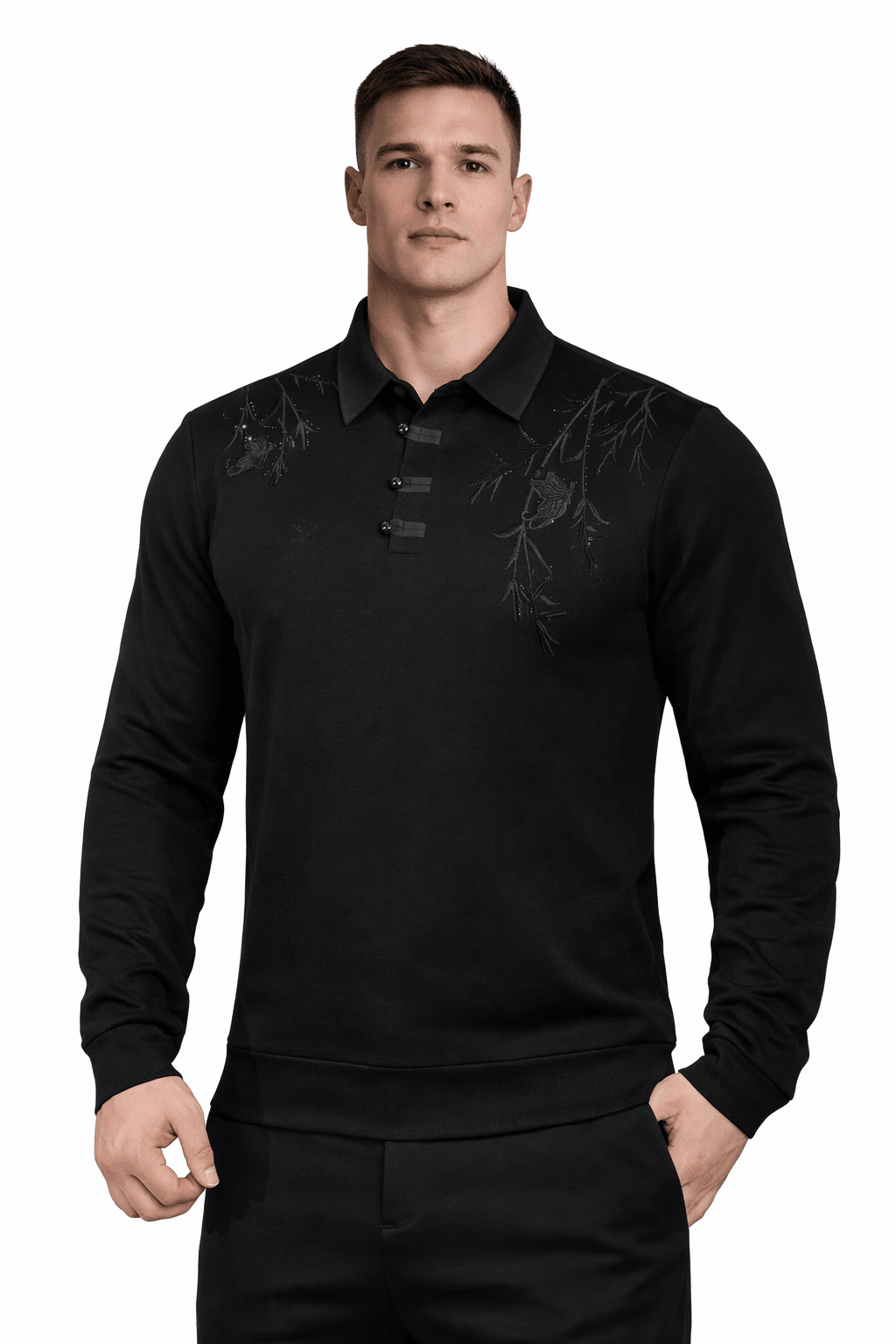 Naza 13 - Long Sleeves Polo Shirt for Men - Sarman Fashion - Wholesale Clothing Fashion Brand for Men from Canada
