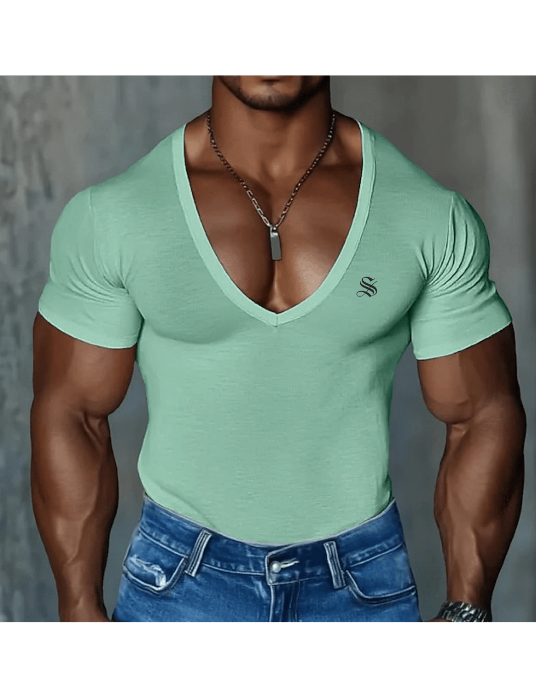 OPS - V - Neck T-Shirt for Men - Sarman Fashion - Wholesale Clothing Fashion Brand for Men from Canada