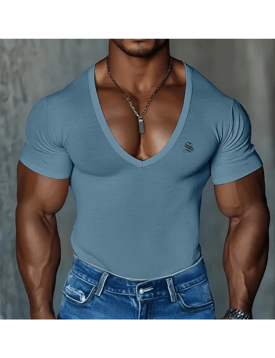 OPS - V - Neck T-Shirt for Men - Sarman Fashion - Wholesale Clothing Fashion Brand for Men from Canada
