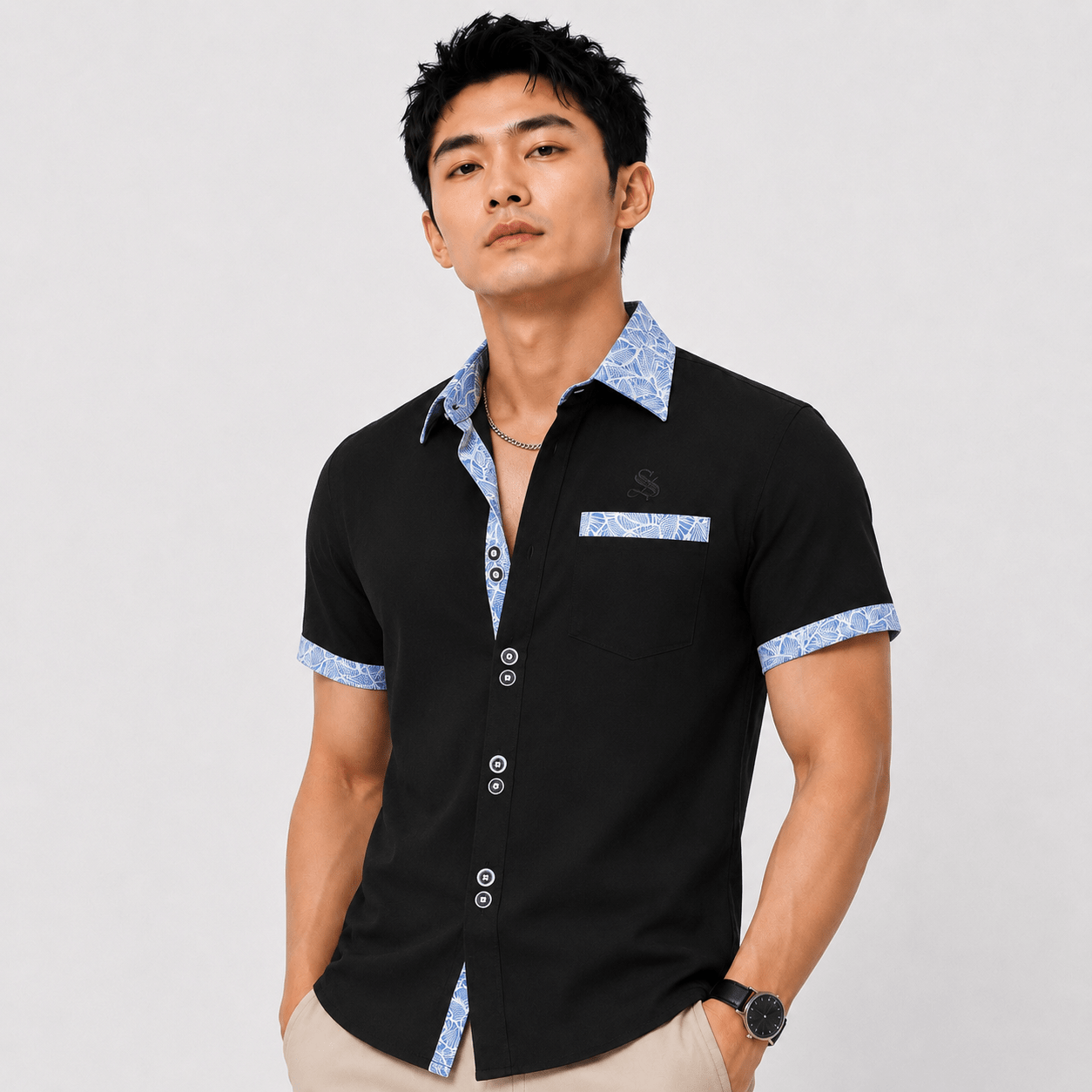 Pashtovii 2 - Short Sleeves Shirt for Men - Sarman Fashion - Wholesale Clothing Fashion Brand for Men from Canada