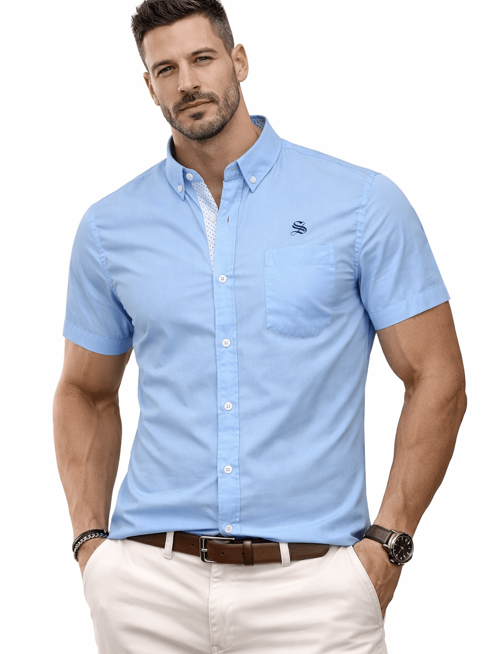 Pashtovii - Short Sleeves Shirt for Men - Sarman Fashion - Wholesale Clothing Fashion Brand for Men from Canada