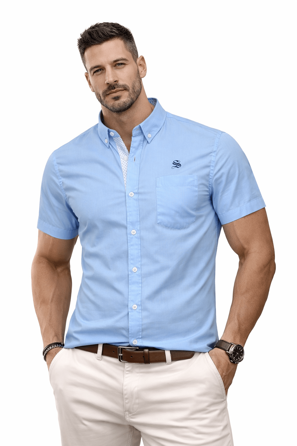Pashtovii - Short Sleeves Shirt for Men - Sarman Fashion - Wholesale Clothing Fashion Brand for Men from Canada