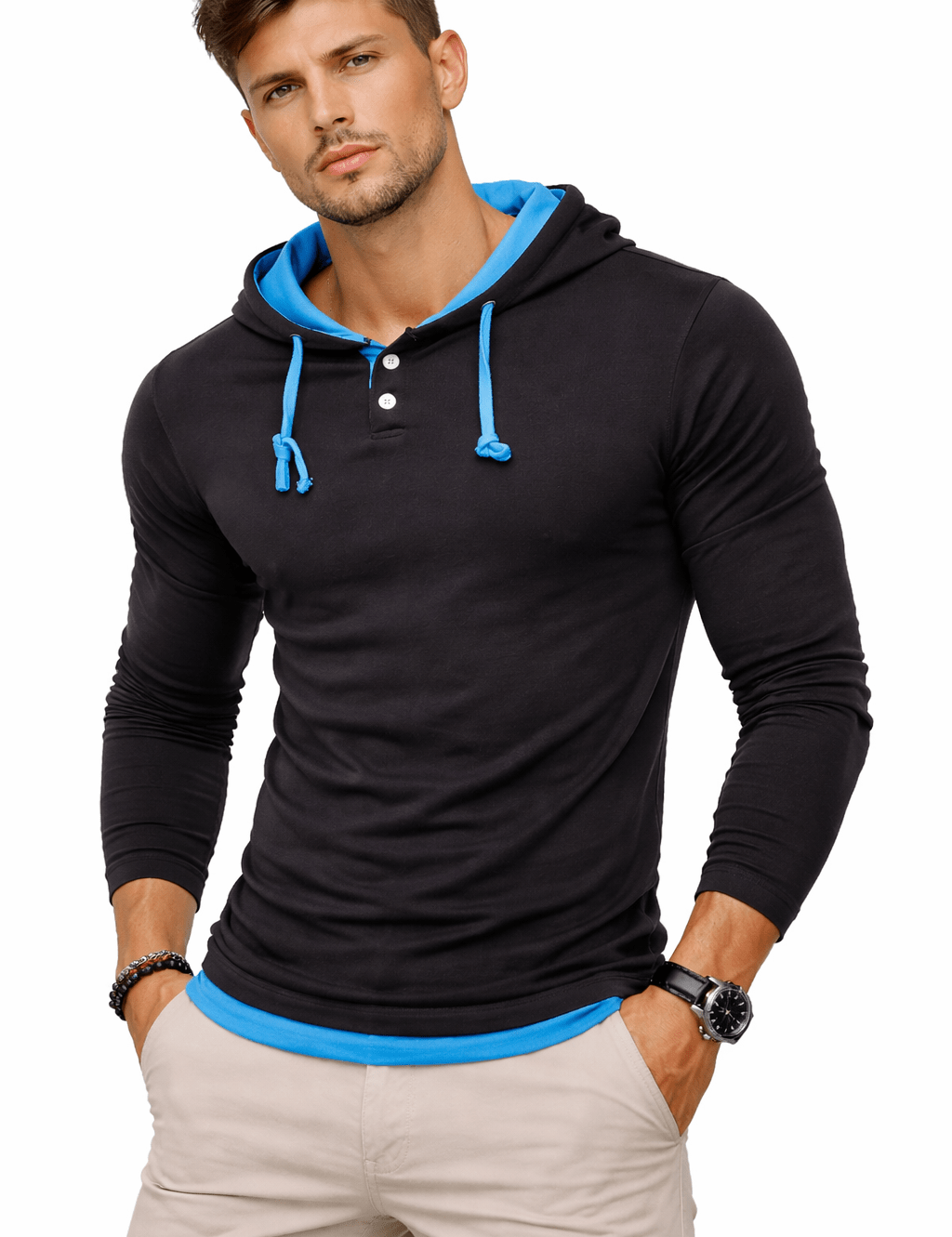 Pukino 45 - Hood Long Sleeves shirt for Men - Sarman Fashion - Wholesale Clothing Fashion Brand for Men from Canada