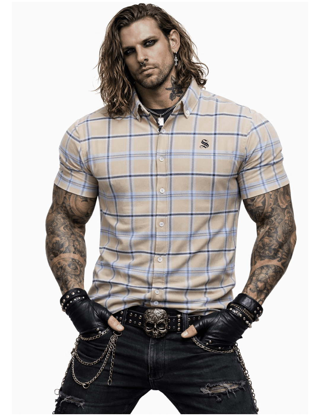 Qiqi - Short Sleeves Shirt for Men - Sarman Fashion - Wholesale Clothing Fashion Brand for Men from Canada
